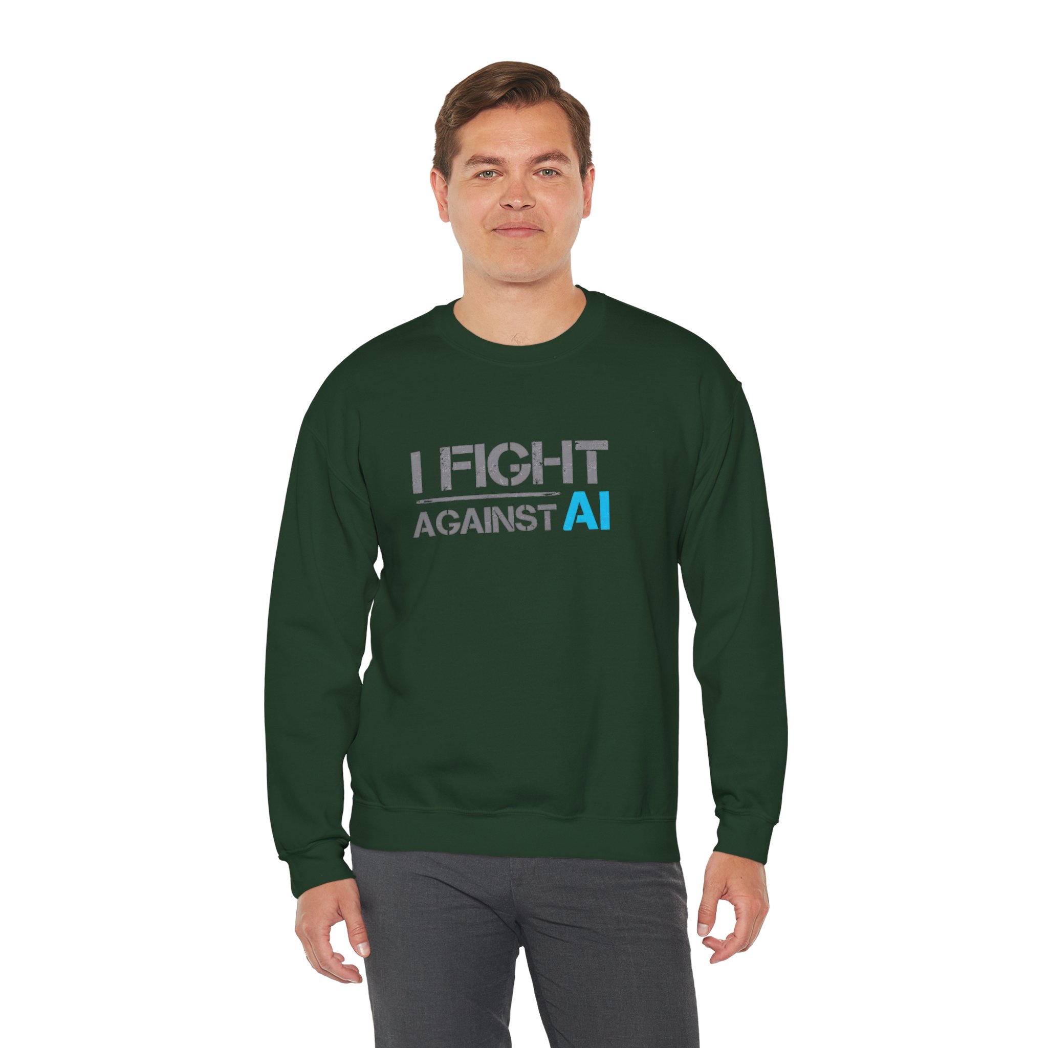 I Fight Against AI – Human Creativity Resistance Crewneck Sweatshirt - Image 42