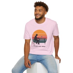 Eat Sleep Code Repeat Retro Sunset Programmer Silhouette T-Shirt Gift