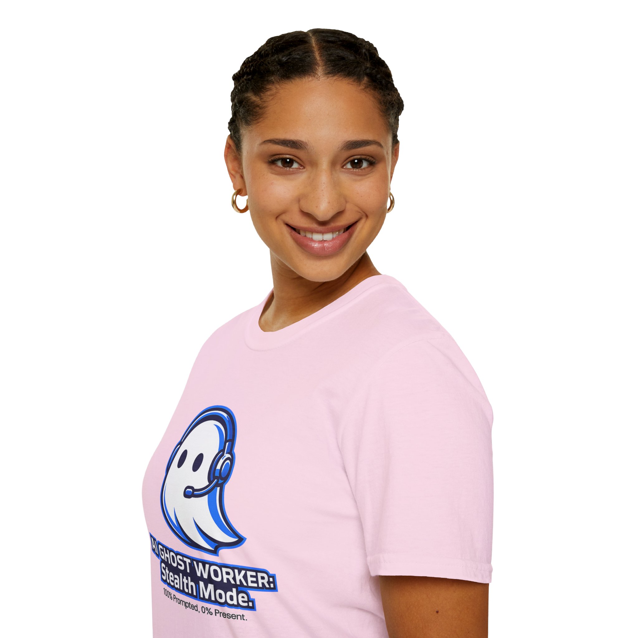 AI Ghost Worker Stealth Mode – 100% Prompted 0% Present Funny T-Shirt - Image 95