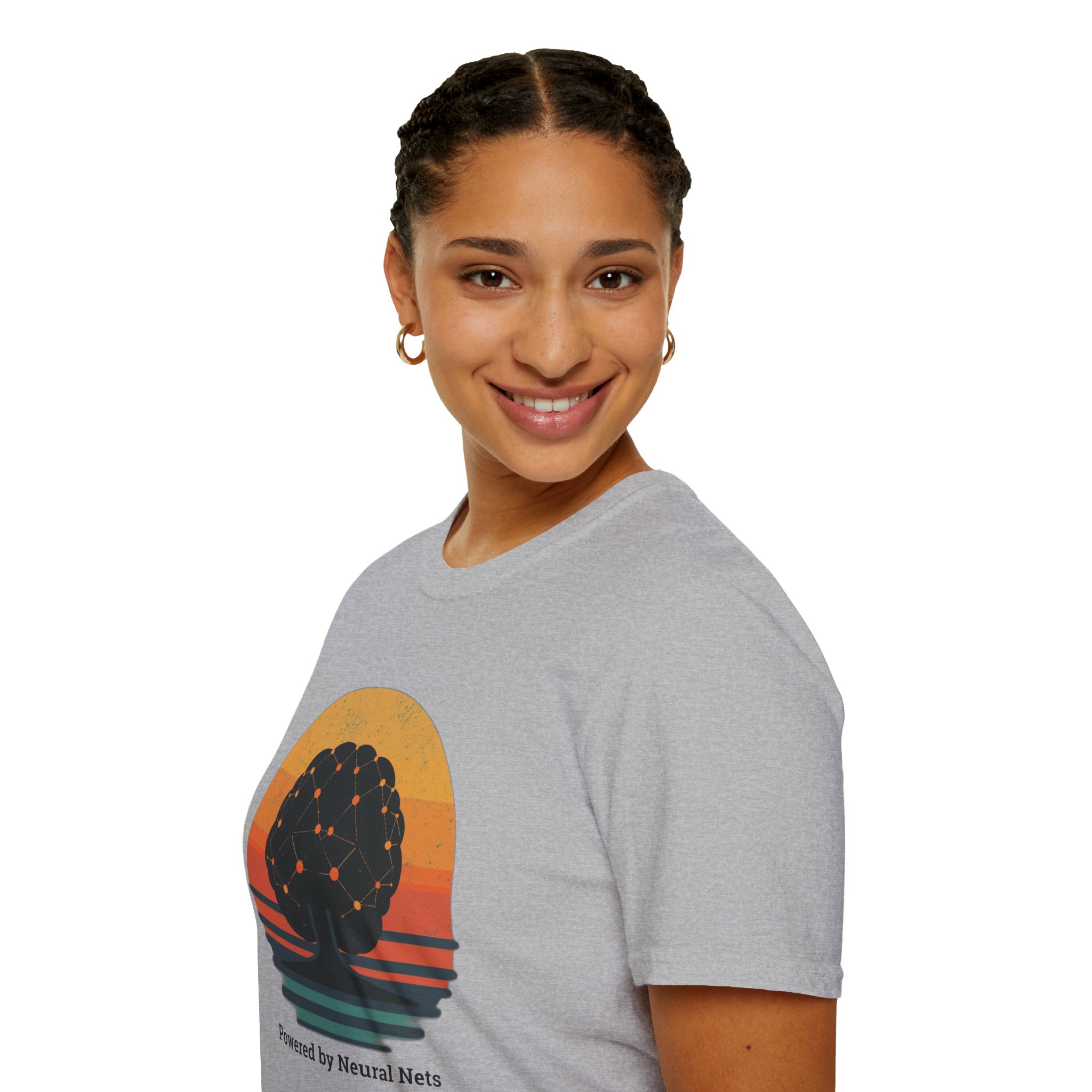 Powered by Neural Nets Retro Sunset Neural Network Tree AI T-Shirt - Image 41