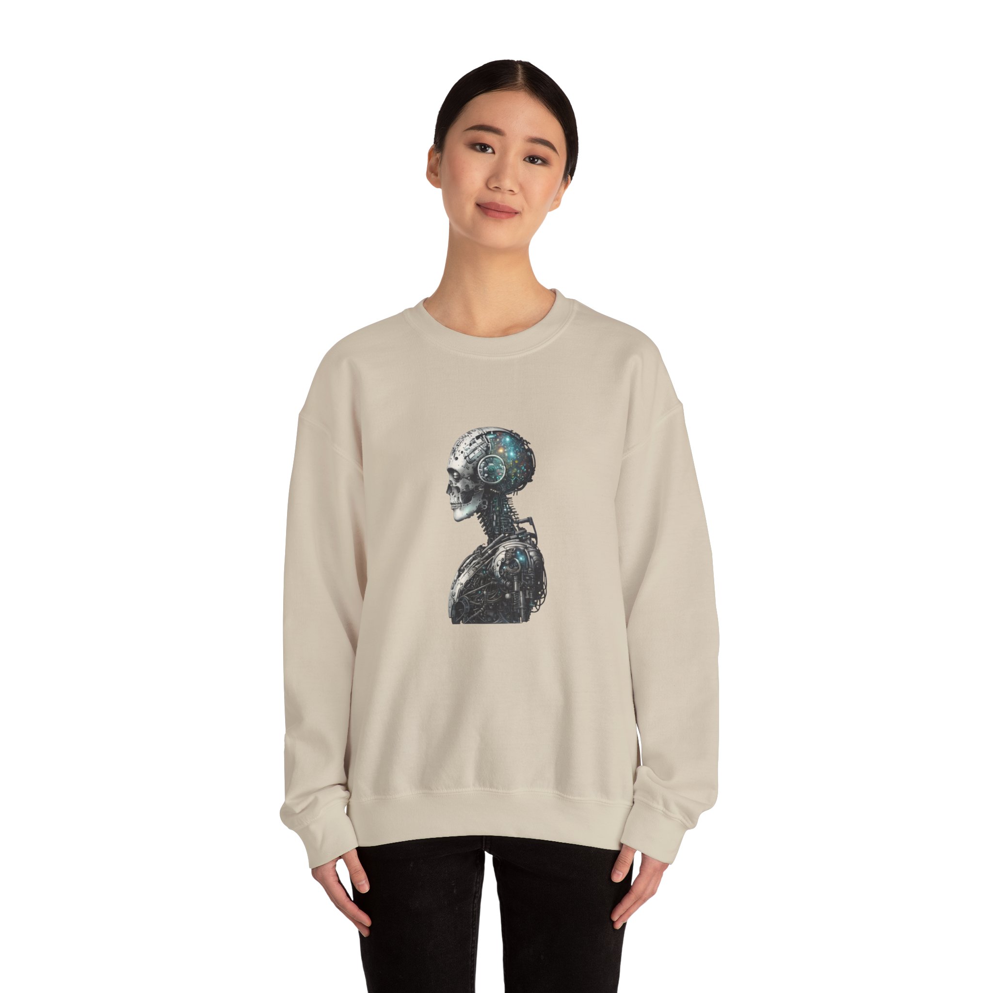 Cosmic Cyber Skull – Dark Cyberpunk Biomechanical Crewneck Sweatshirt - Image 31