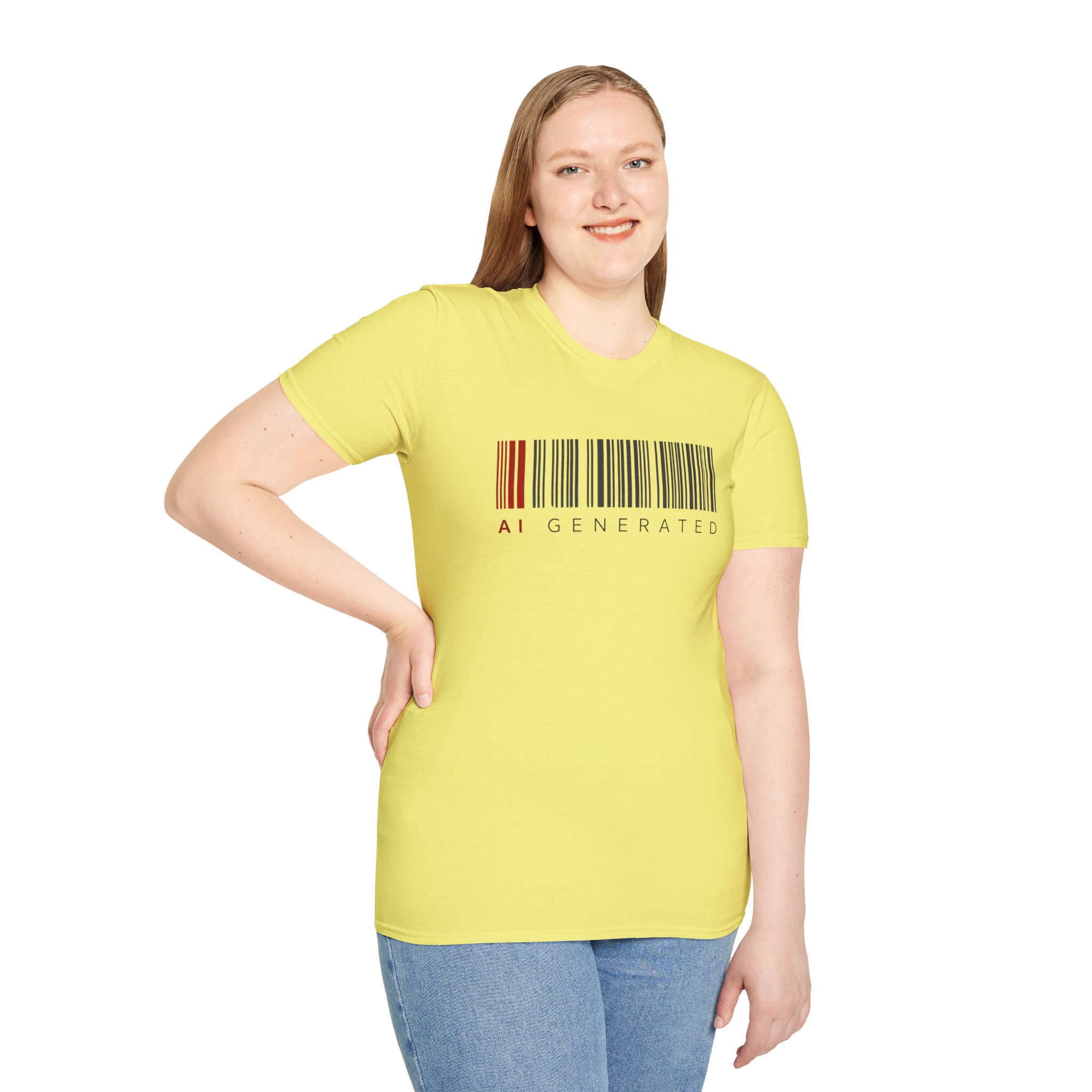AI Generated Barcode Dark Minimalist Generative Art Graphic T-Shirt - Image 71