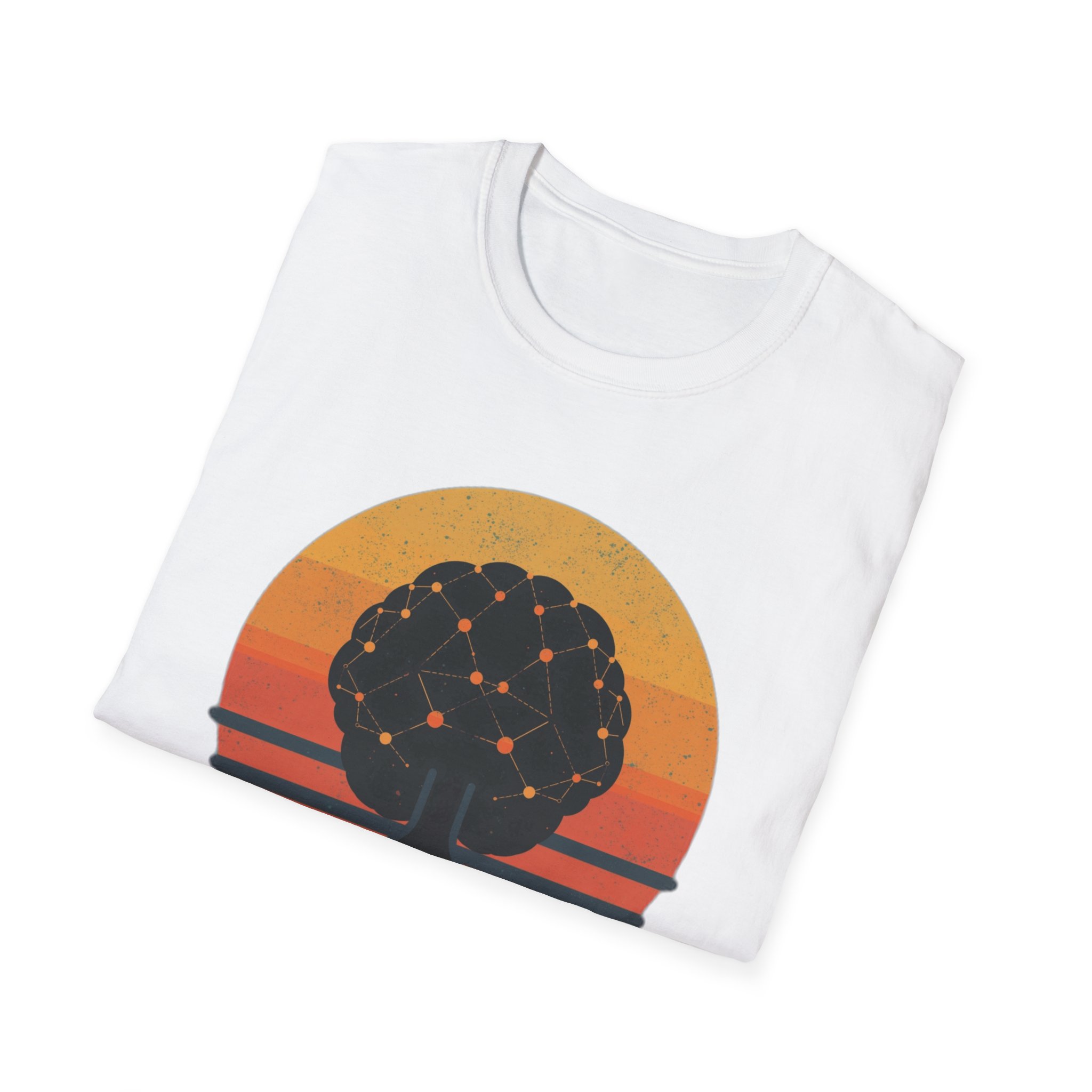 Powered by Neural Nets Retro Sunset Neural Network Tree AI T-Shirt - Image 13