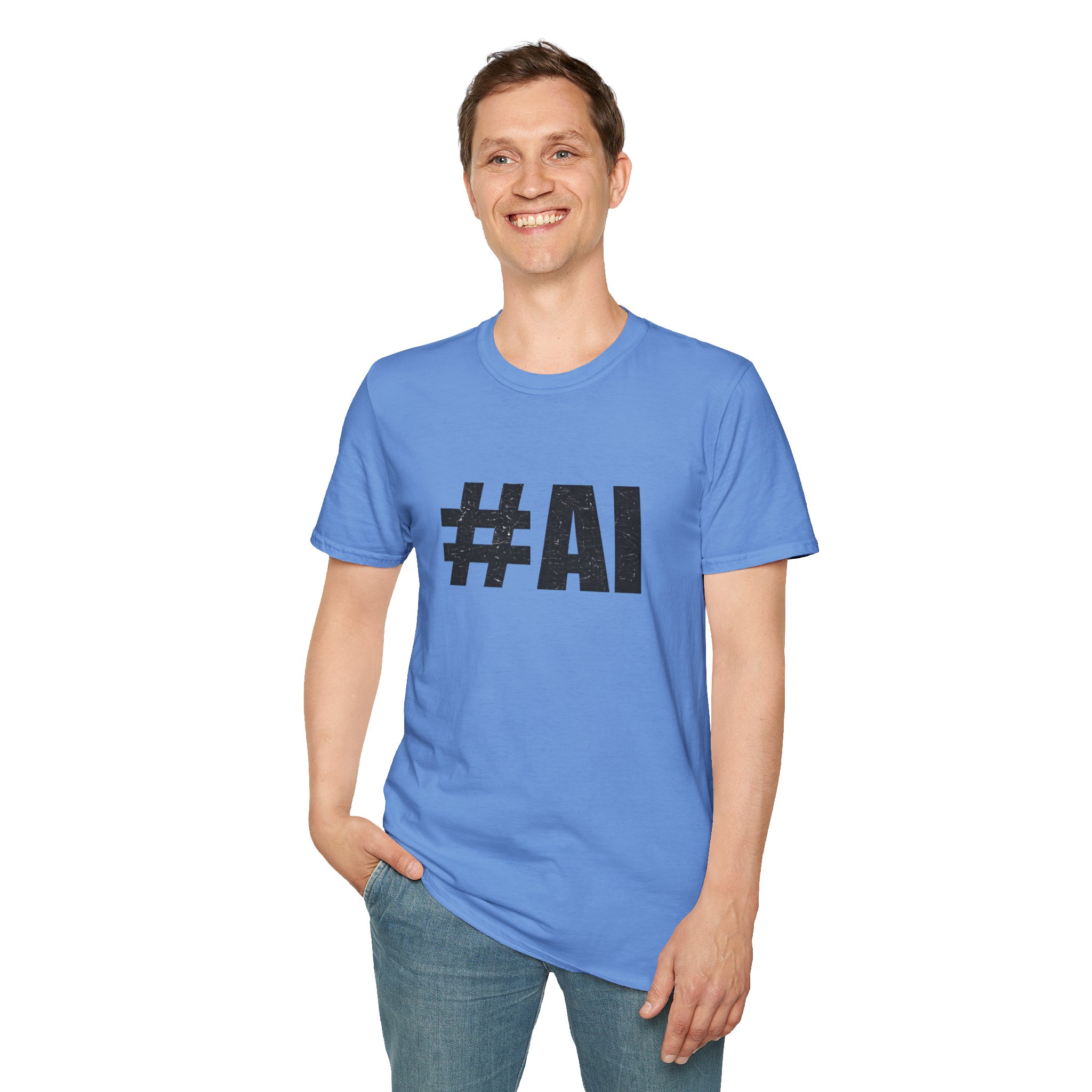 #AI Distressed Dark Minimalist Artificial Intelligence Graphic T-Shirt - Image 127