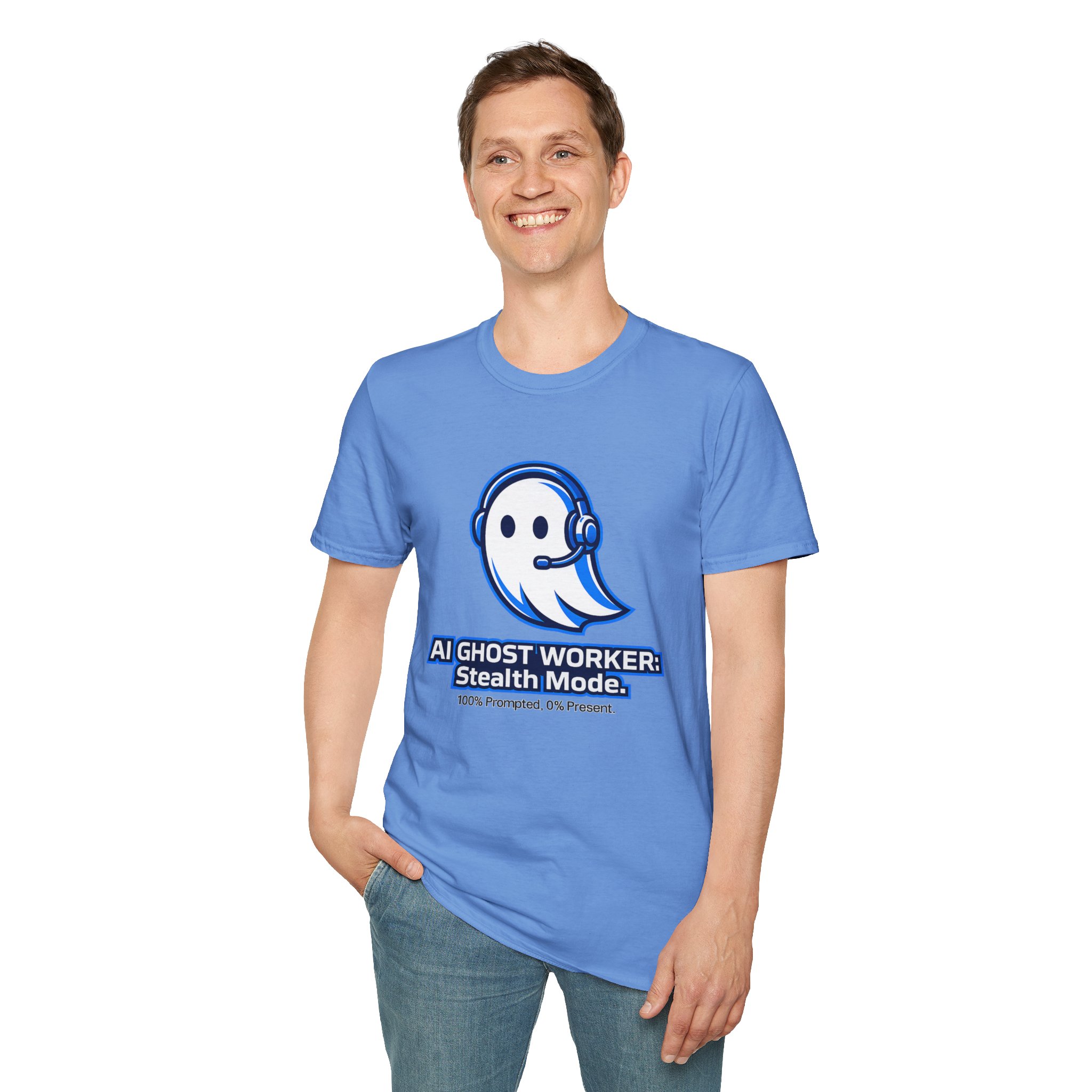 AI Ghost Worker Stealth Mode – 100% Prompted 0% Present Funny T-Shirt - Image 83
