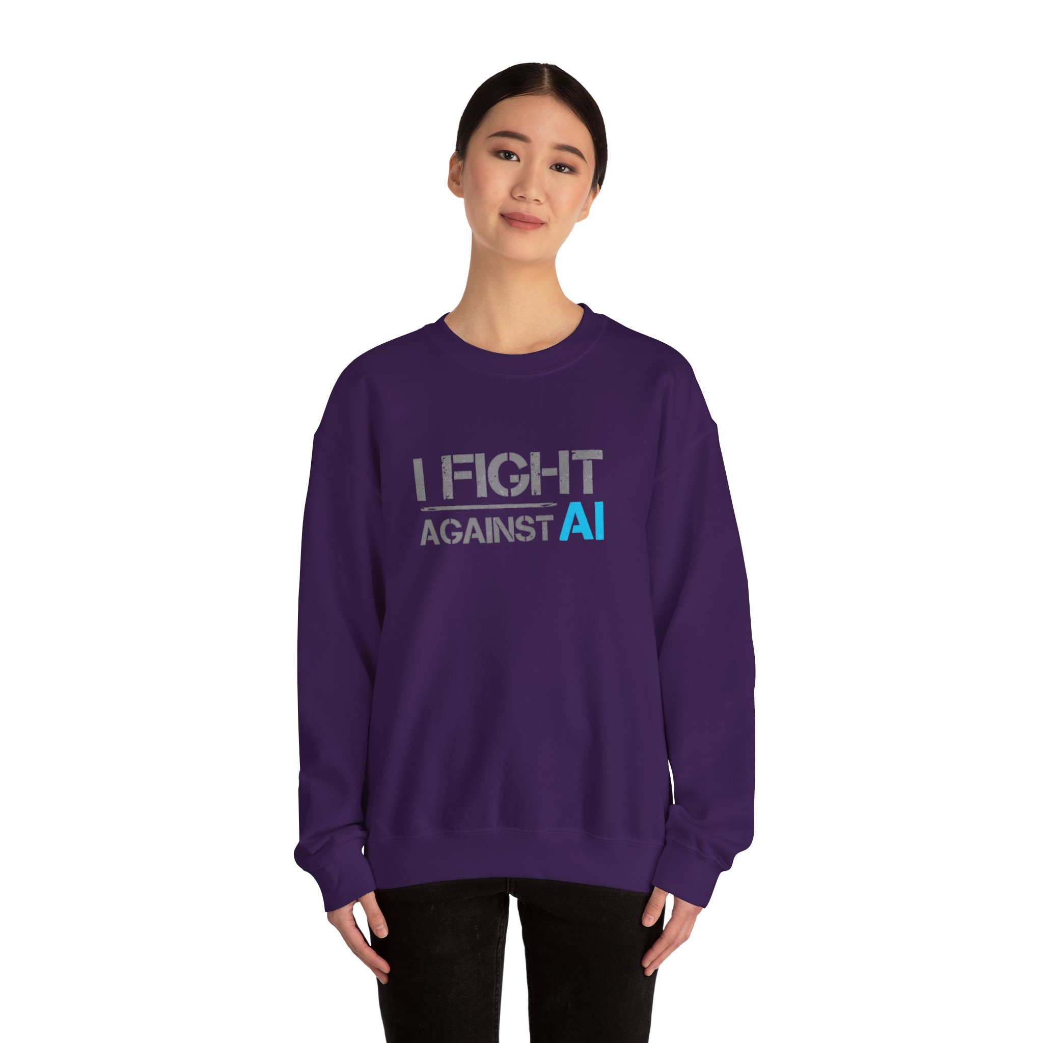 I Fight Against AI – Human Creativity Resistance Crewneck Sweatshirt - Image 76