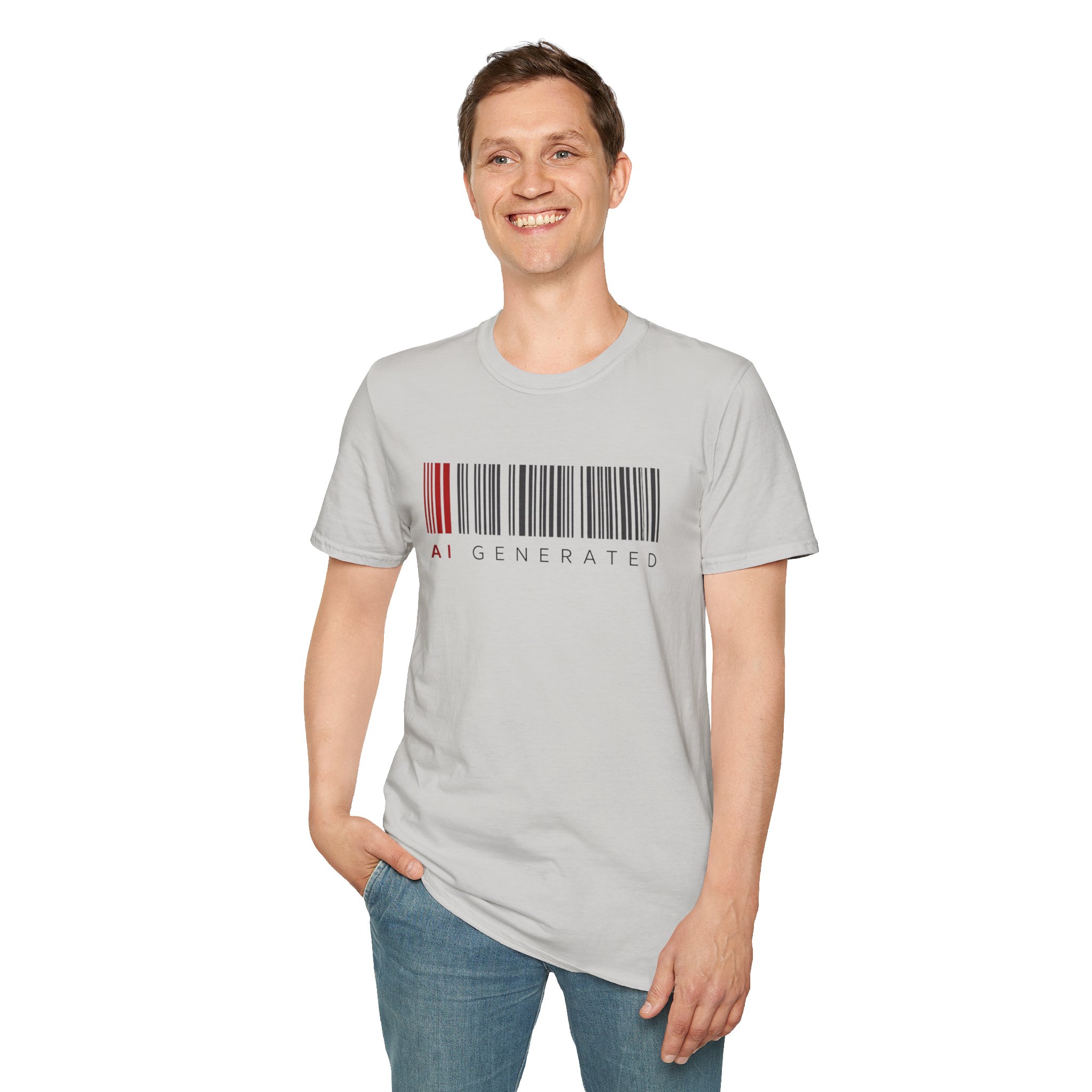 AI Generated Barcode Dark Minimalist Generative Art Graphic T-Shirt - Image 61