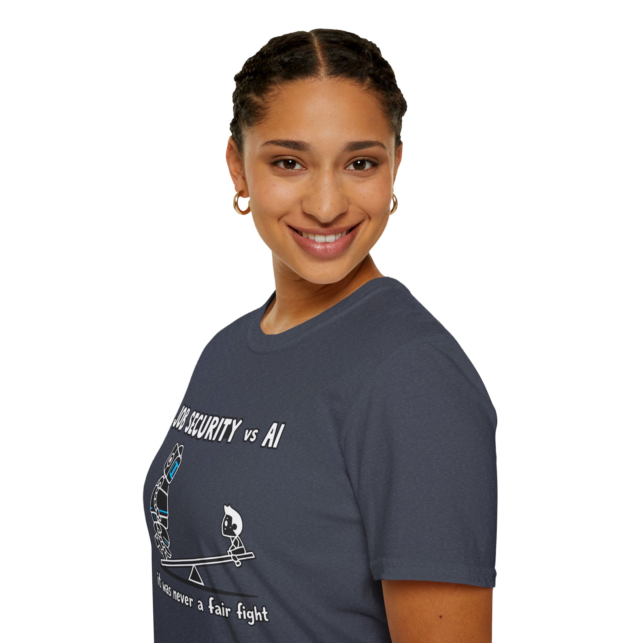 POV You're An AI And It's Monday – Funny Tired Robot Graphic T-Shirt - Image 128