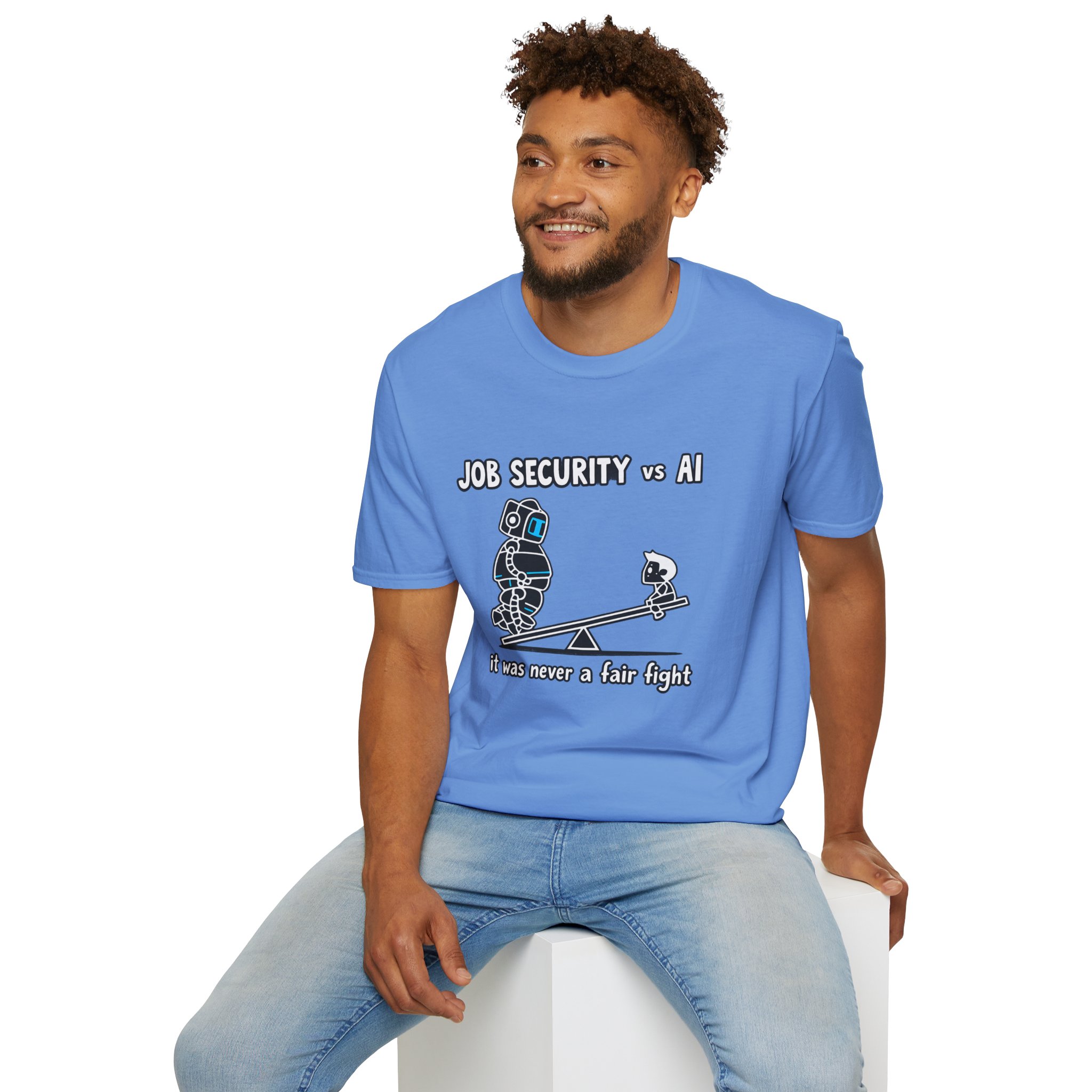 POV You're An AI And It's Monday – Funny Tired Robot Graphic T-Shirt - Image 98