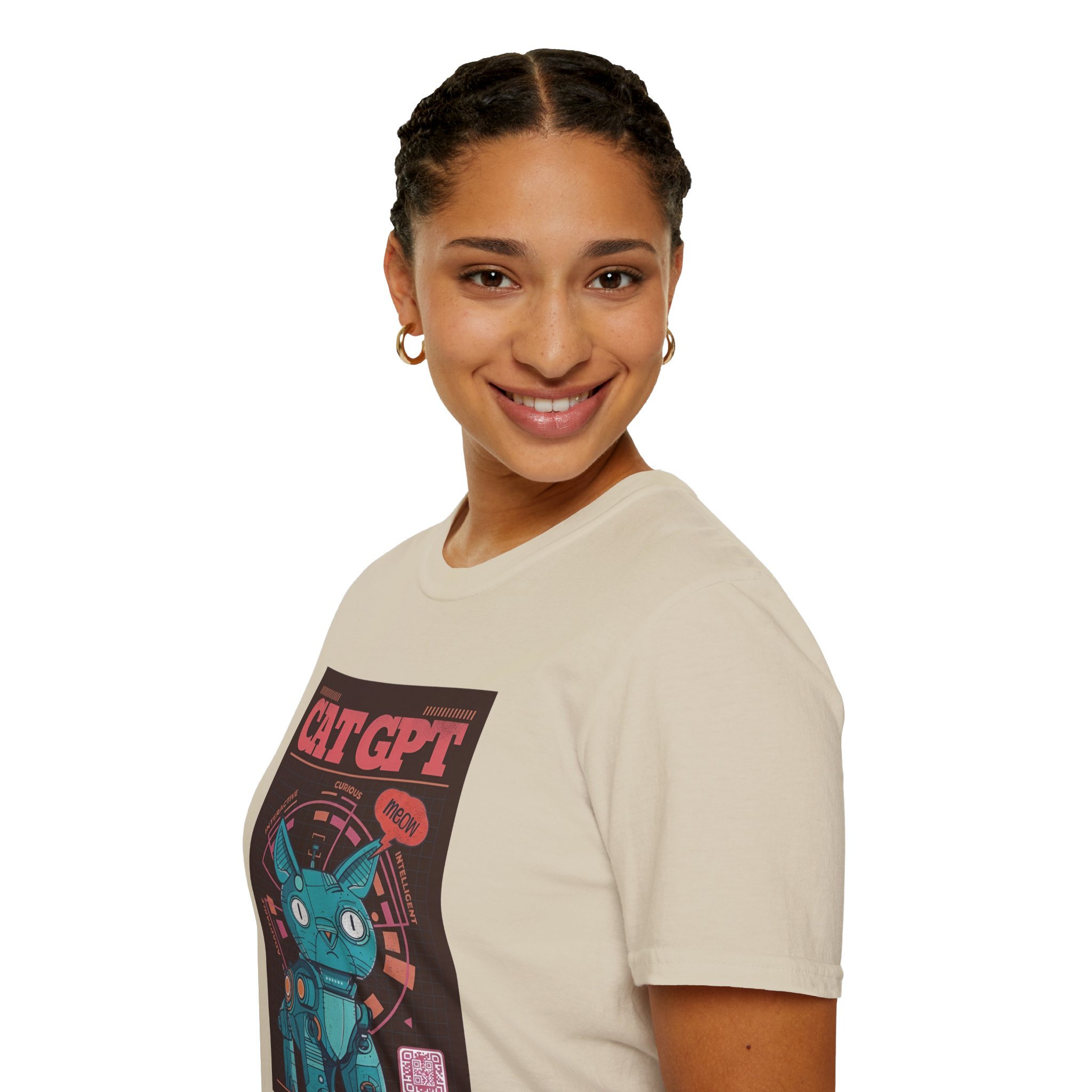 Robot Cat AI Tee | Funny Cyberpunk Cat Shirt for Tech Lovers - Image 59