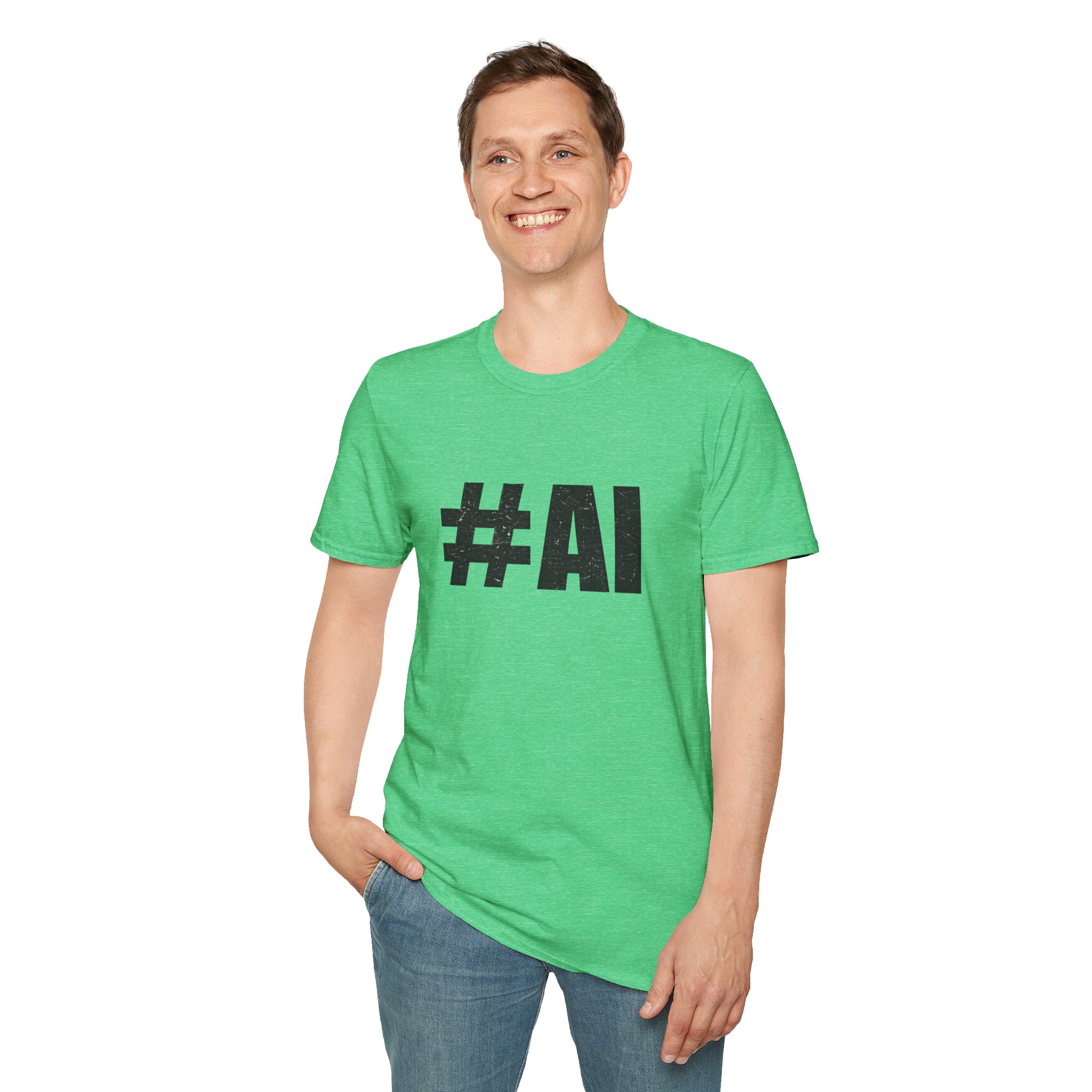 #AI Distressed Dark Minimalist Artificial Intelligence Graphic T-Shirt - Image 94