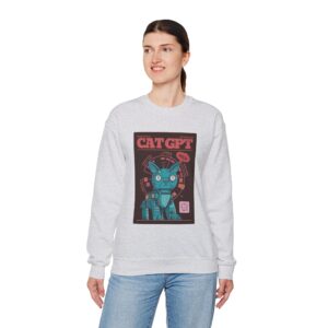 Robot Cat AI sweatshirt | Funny Cyberpunk Cat Hoodie for Tech Lovers