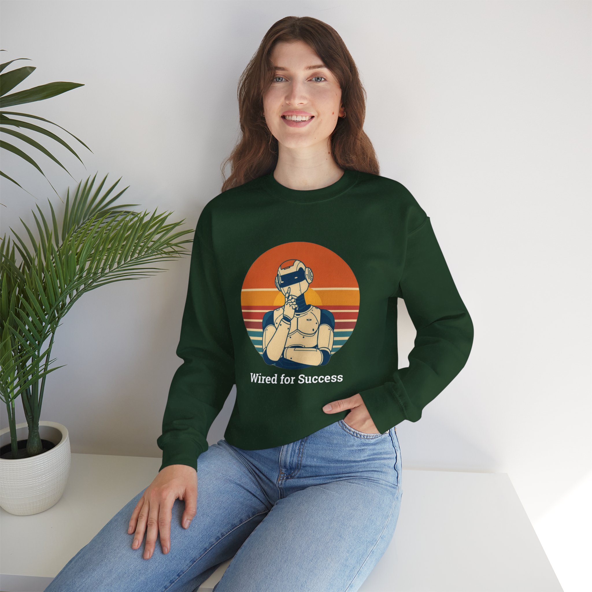 Wired for Success Retro Robot Thinker AI Tech Sweatshirt Gift - Image 28