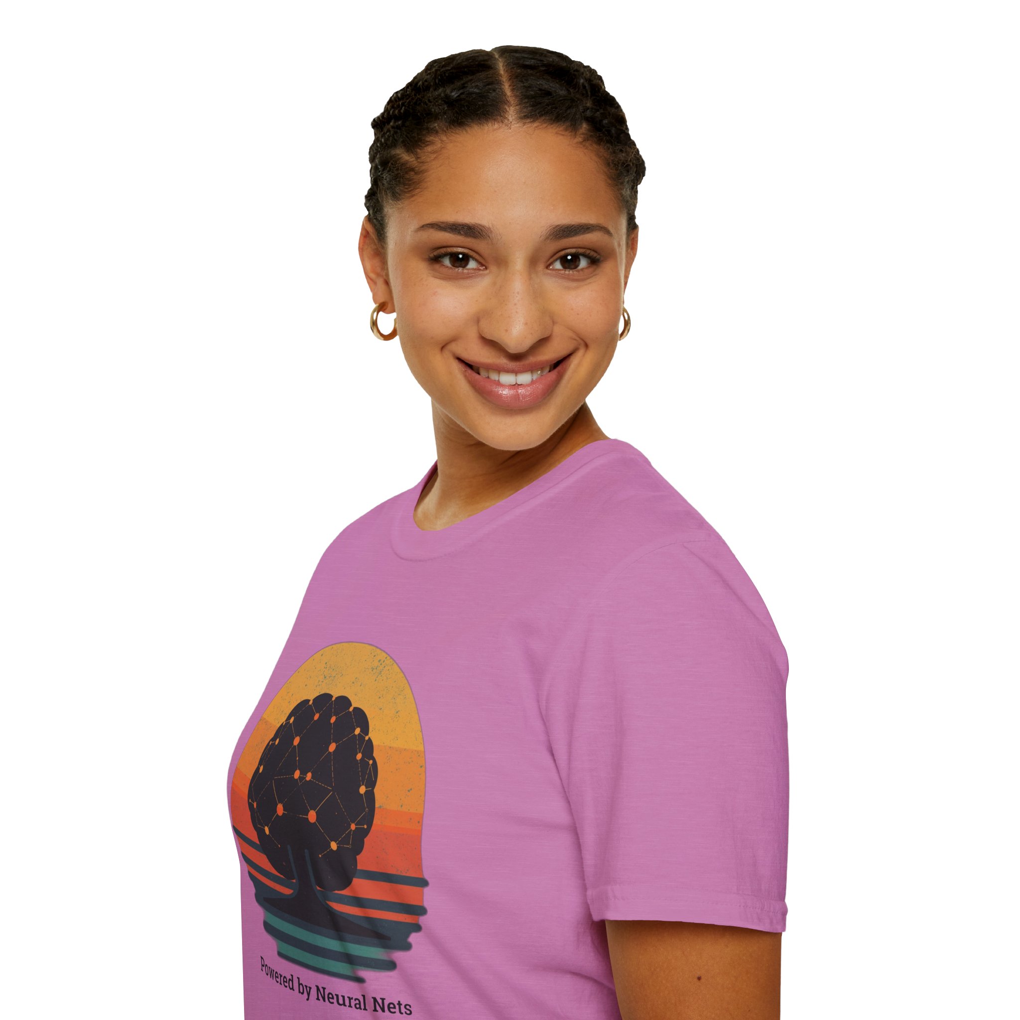 Powered by Neural Nets Retro Sunset Neural Network Tree AI T-Shirt - Image 113