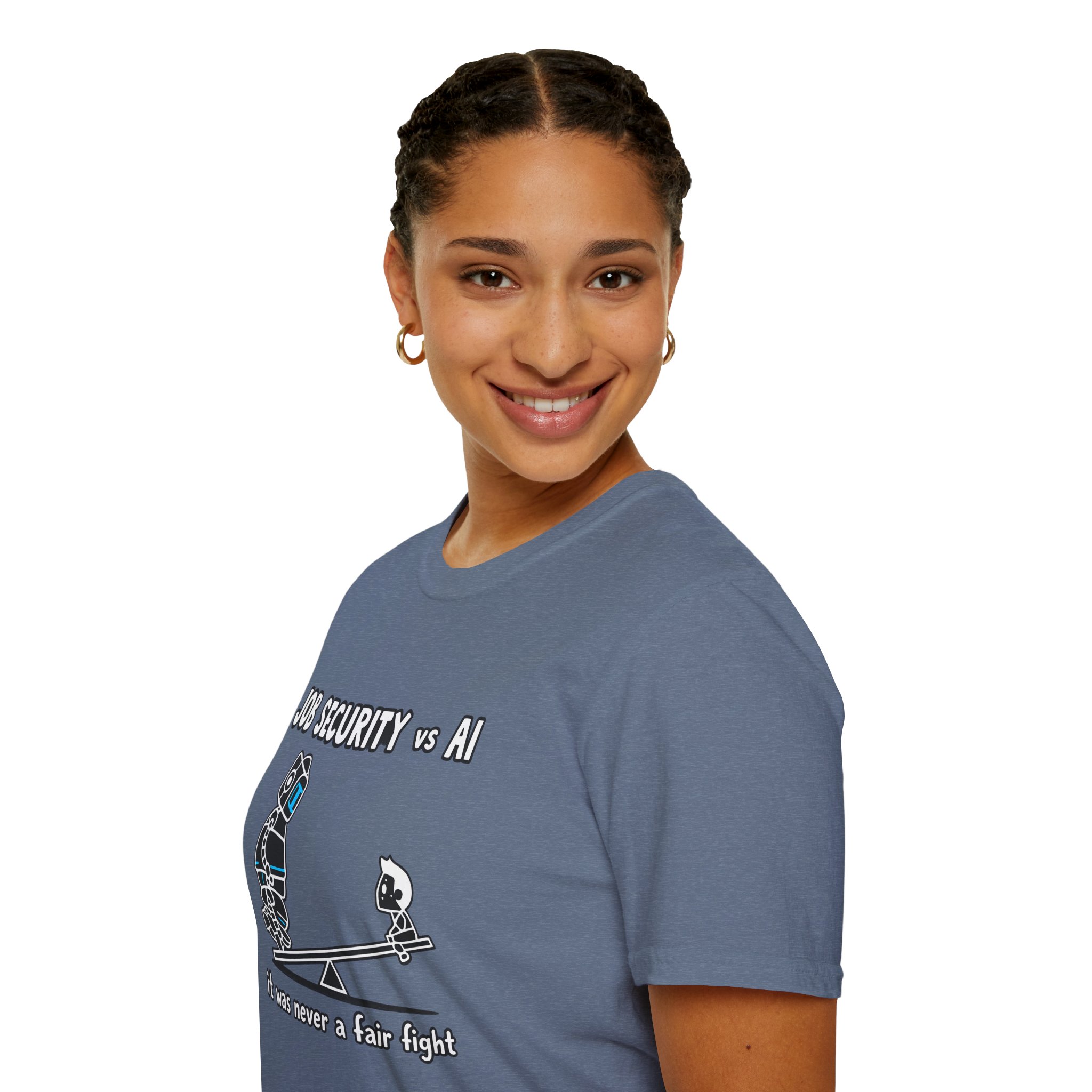 POV You're An AI And It's Monday – Funny Tired Robot Graphic T-Shirt - Image 106