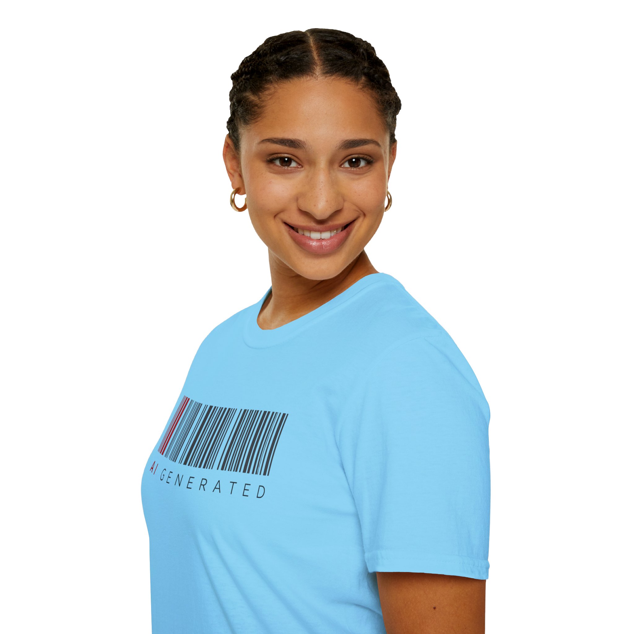 AI Generated Barcode Dark Minimalist Generative Art Graphic T-Shirt - Image 117