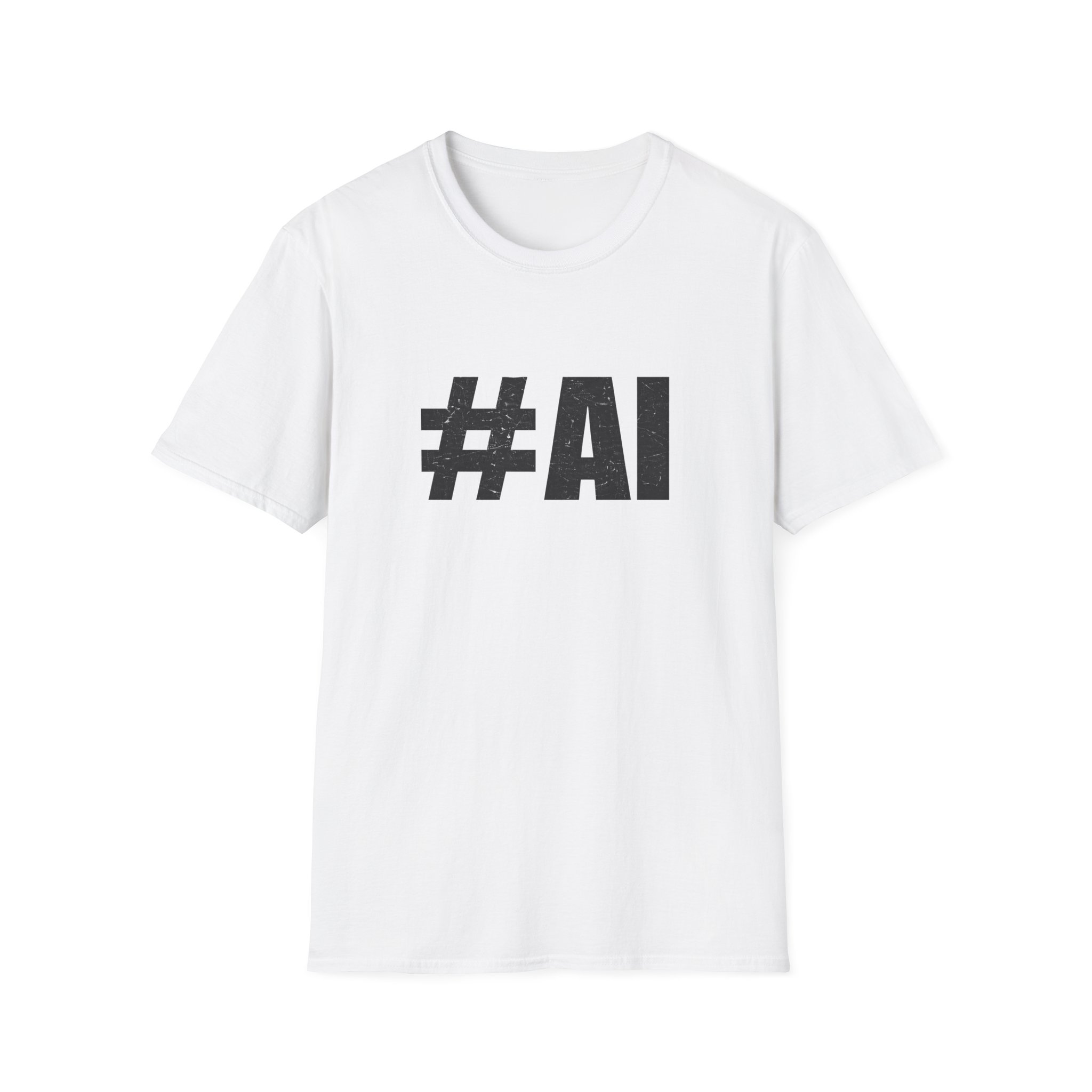 #AI Distressed Dark Minimalist Artificial Intelligence Graphic T-Shirt - Image 18