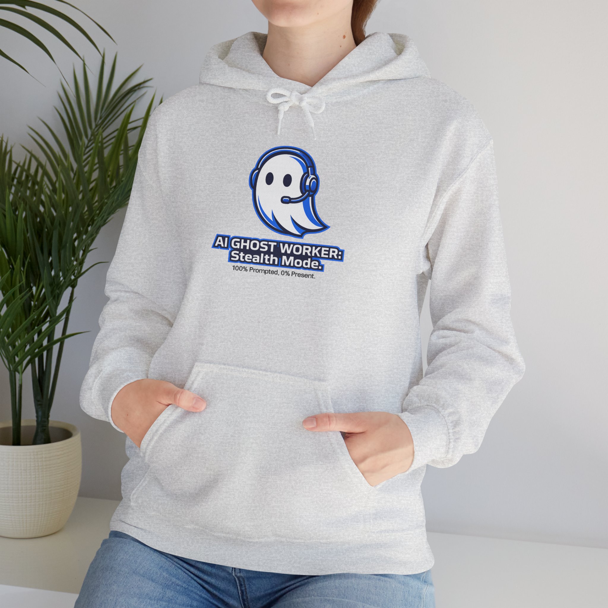 AI Ghost Worker Stealth Mode – 100% Prompted 0% Present Funny Hoodie - Image 35