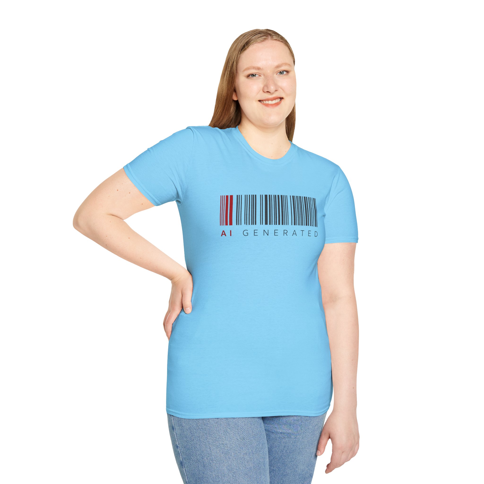 AI Generated Barcode Dark Minimalist Generative Art Graphic T-Shirt - Image 115