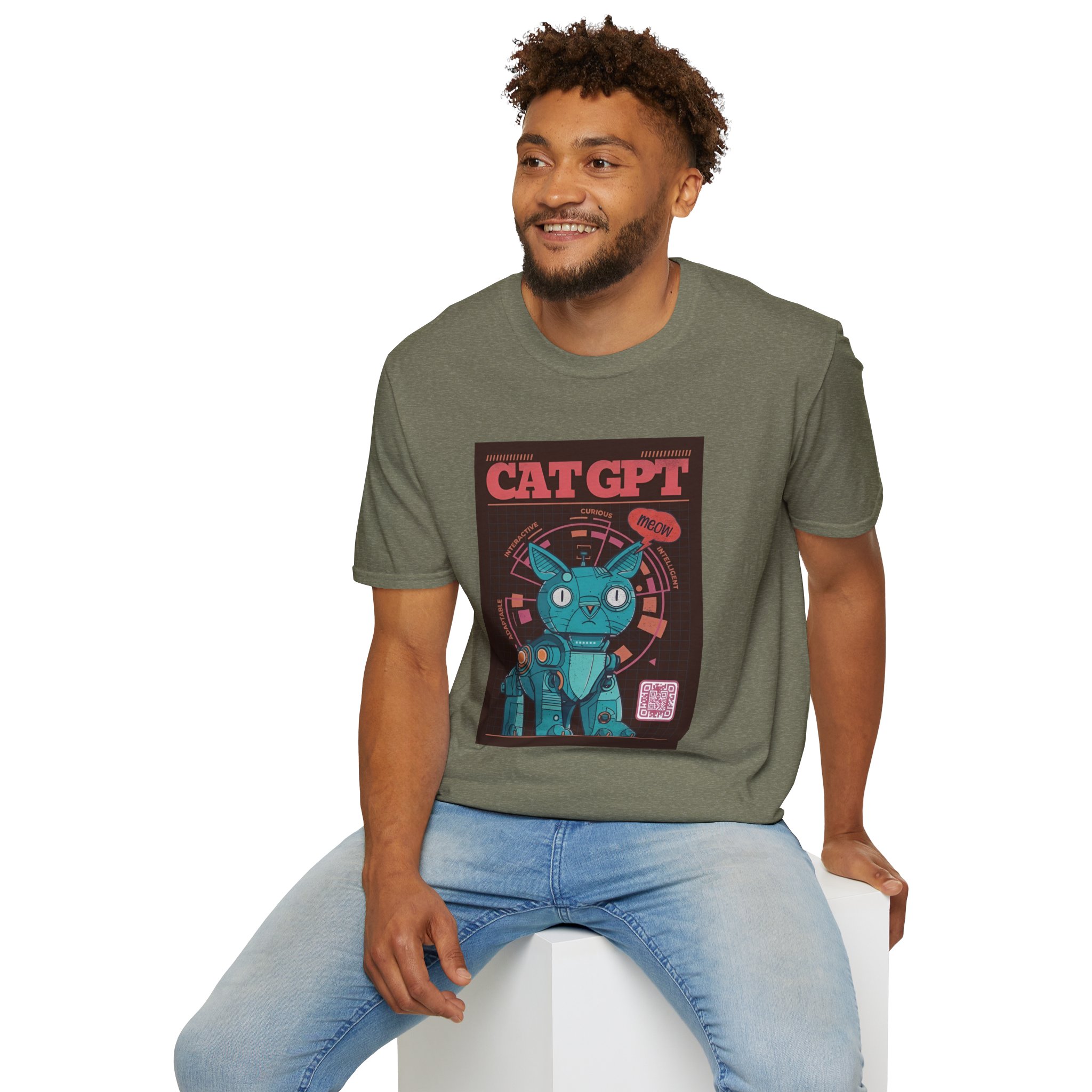 Robot Cat AI Tee | Funny Cyberpunk Cat Shirt for Tech Lovers - Image 8