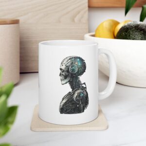 Cyberpunk Mechanical Skull Galaxy Mind — Dark Sci-Fi Coffee Mug (11oz & 15oz)