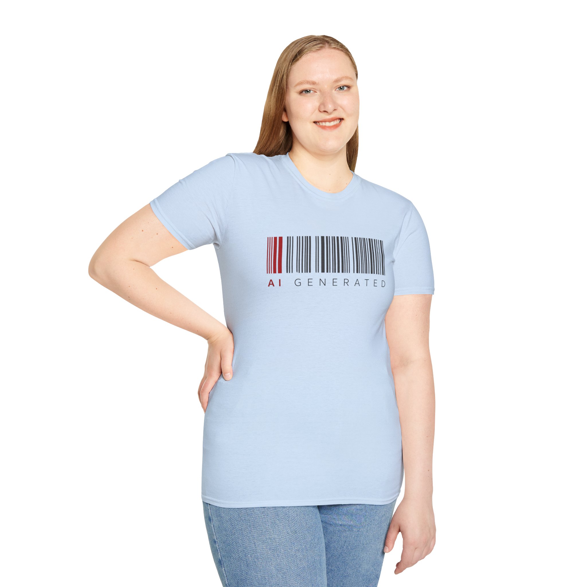 AI Generated Barcode Dark Minimalist Generative Art Graphic T-Shirt - Image 82