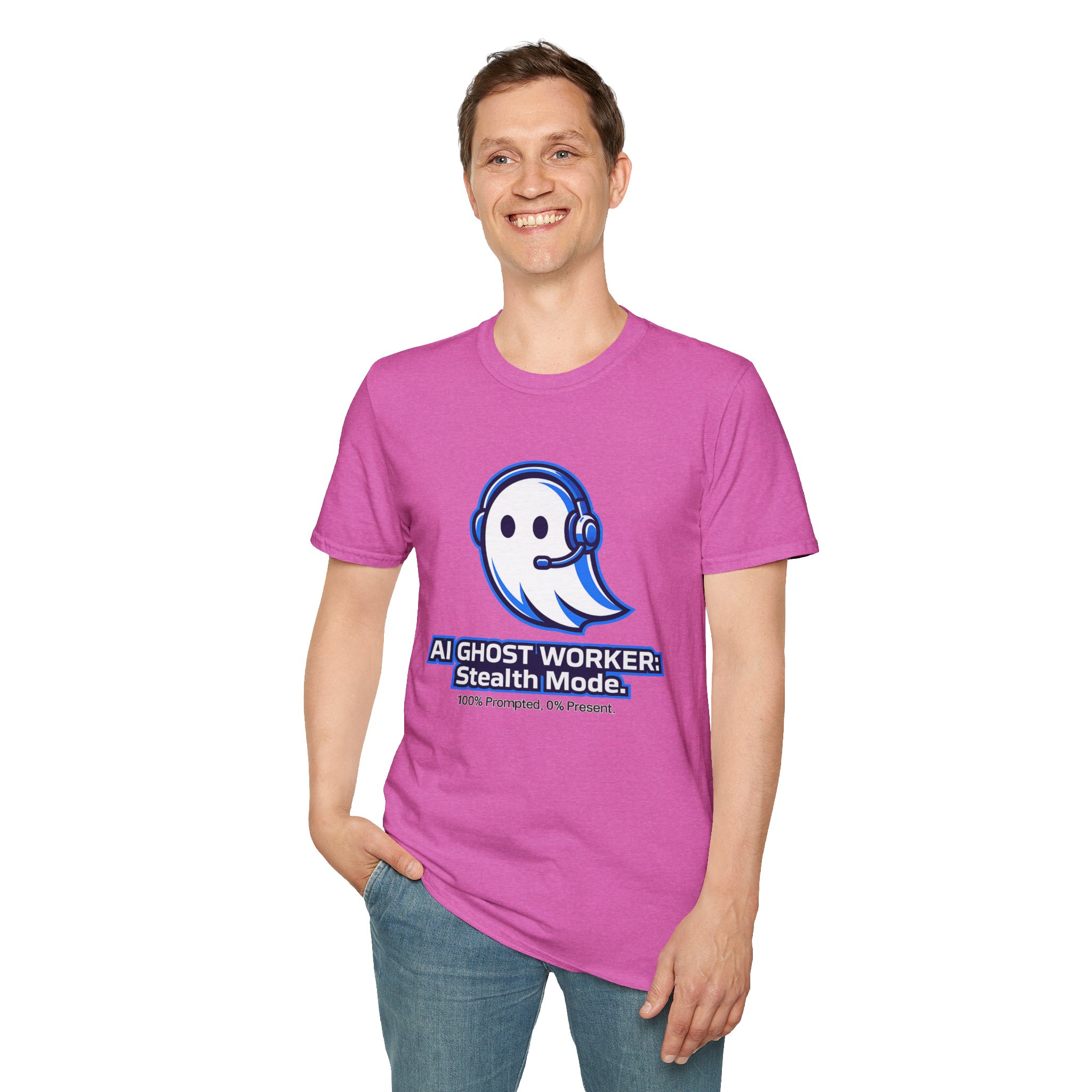 AI Ghost Worker Stealth Mode – 100% Prompted 0% Present Funny T-Shirt - Image 116