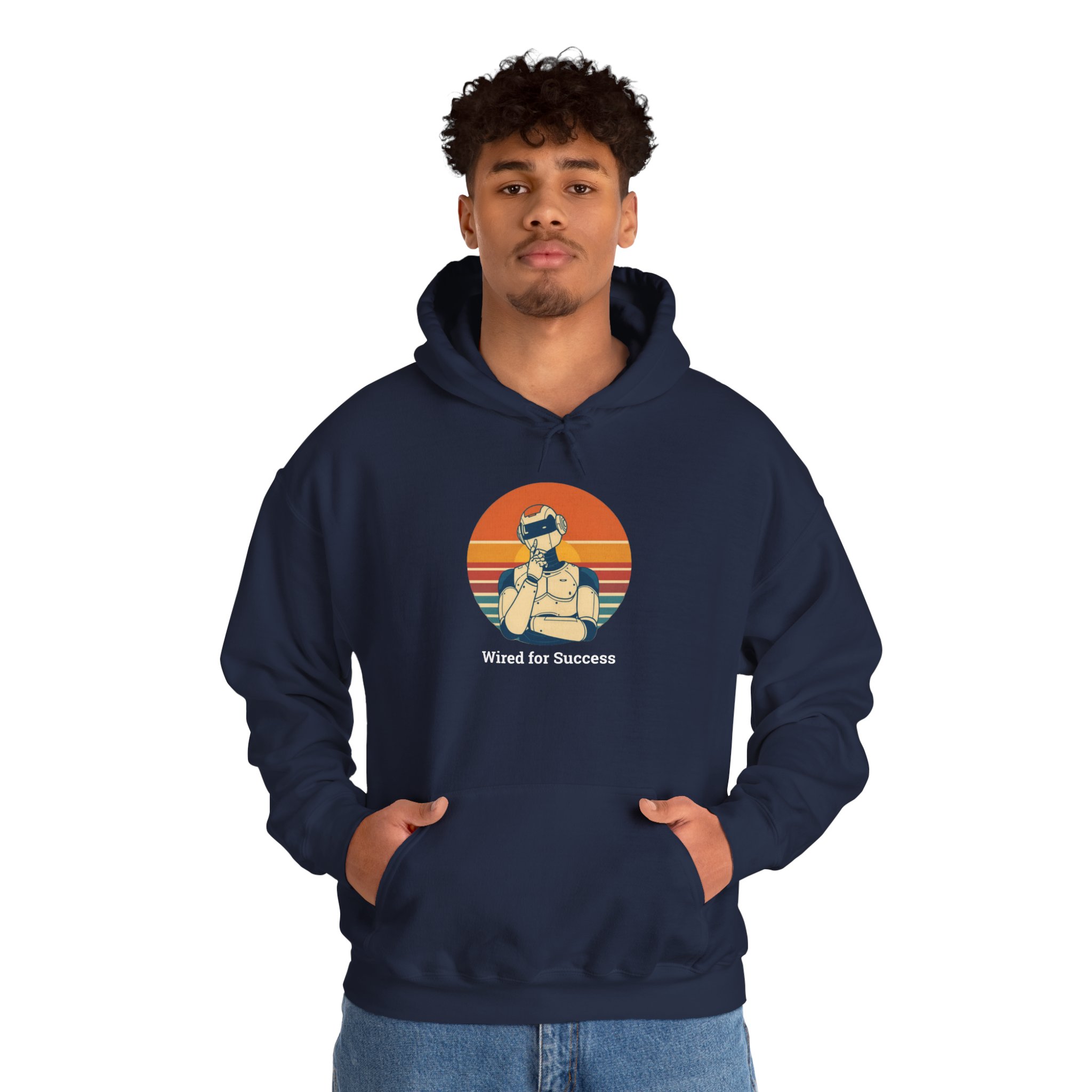 Wired for Success Retro Robot AI Hoodie Tech Gift Hooded Sweatshirt - Image 62