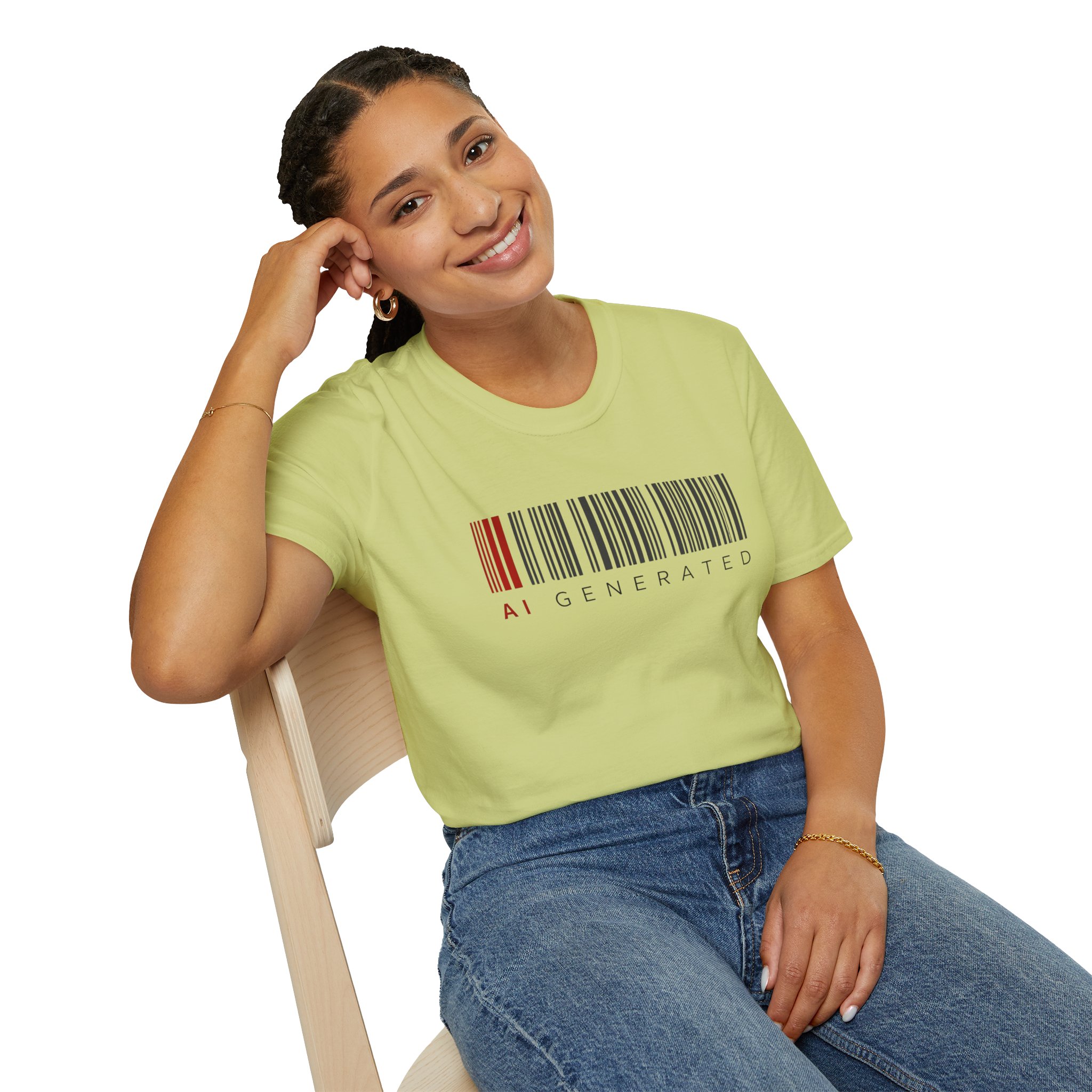 AI Generated Barcode Dark Minimalist Generative Art Graphic T-Shirt - Image 162