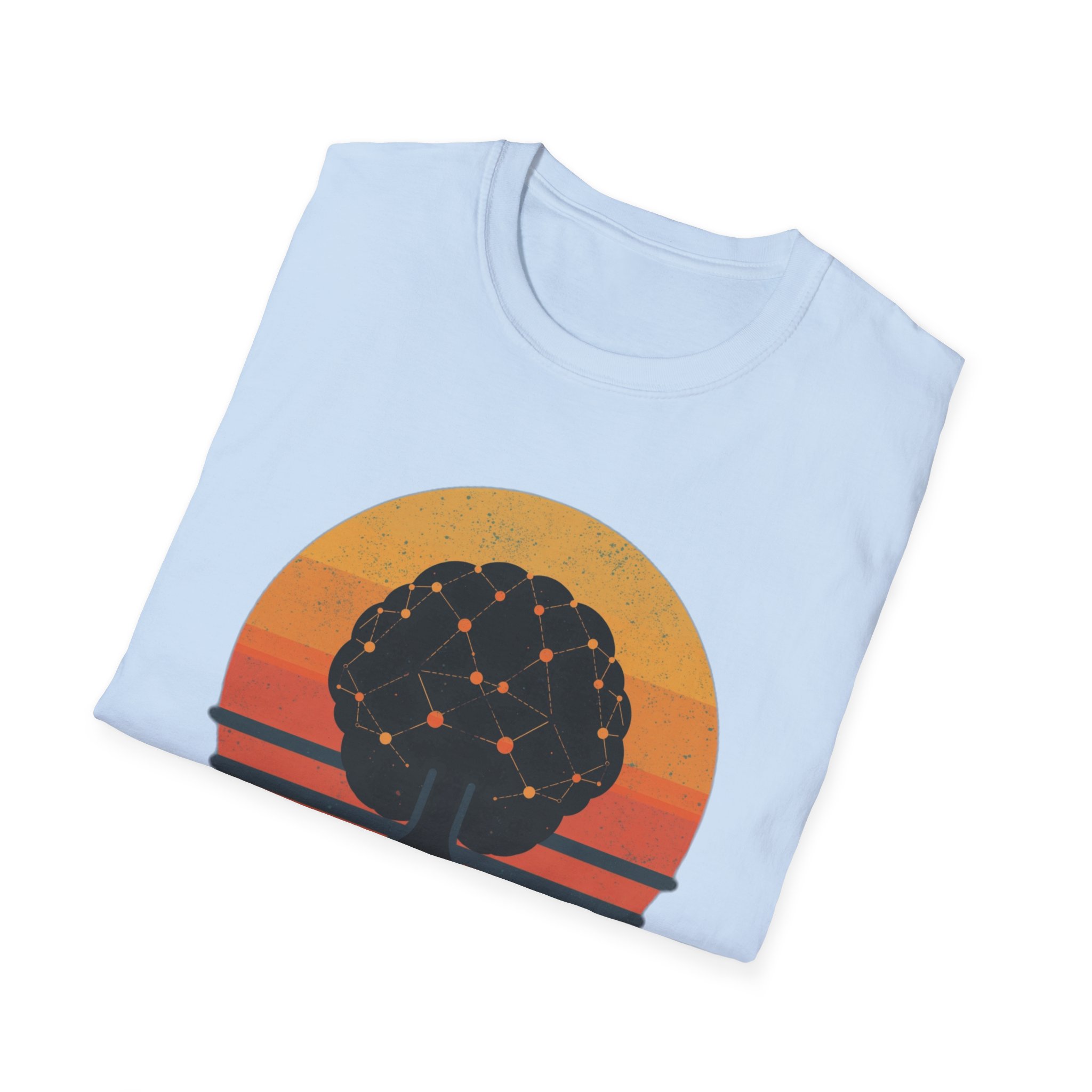 Powered by Neural Nets Retro Sunset Neural Network Tree AI T-Shirt - Image 94