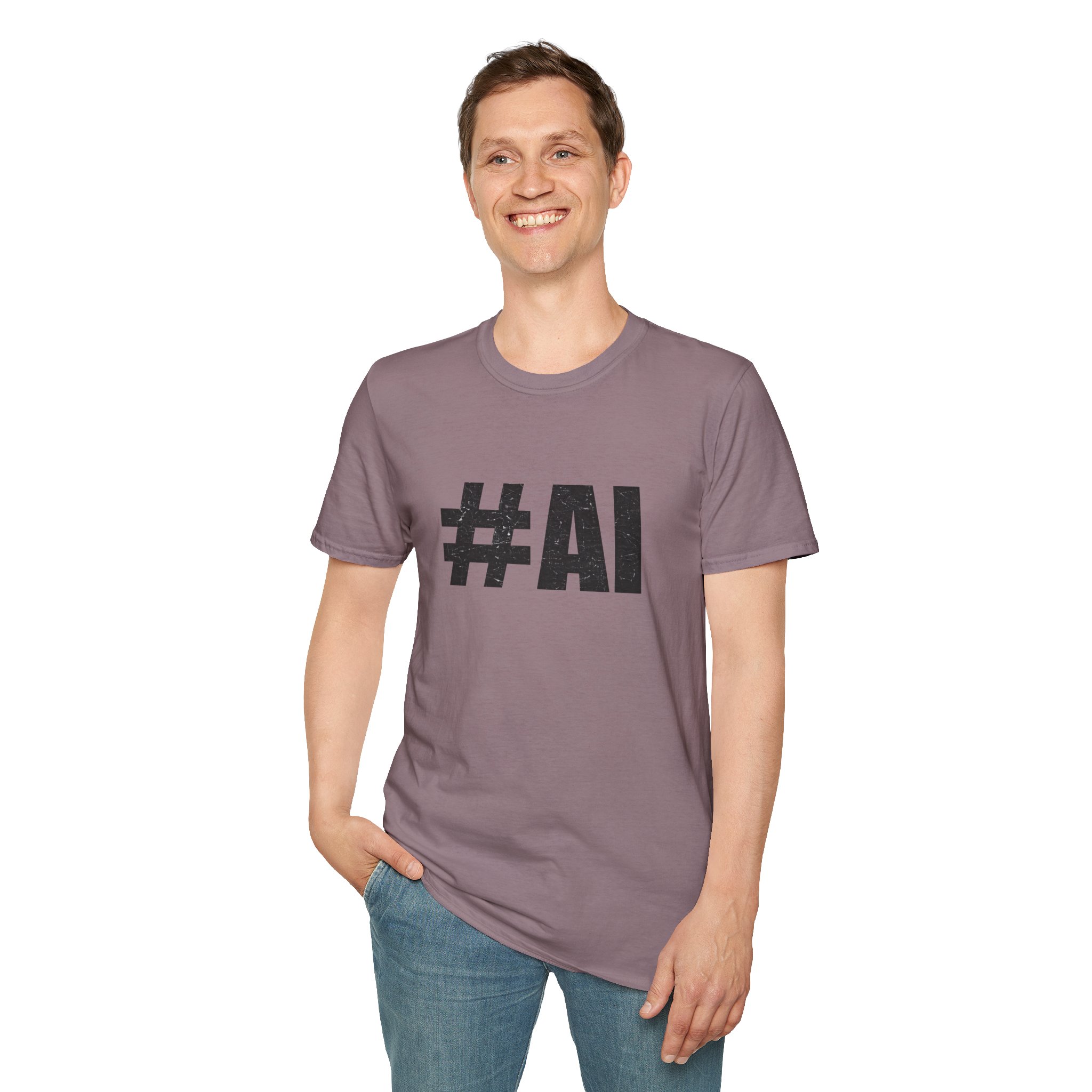#AI Distressed Dark Minimalist Artificial Intelligence Graphic T-Shirt - Image 138