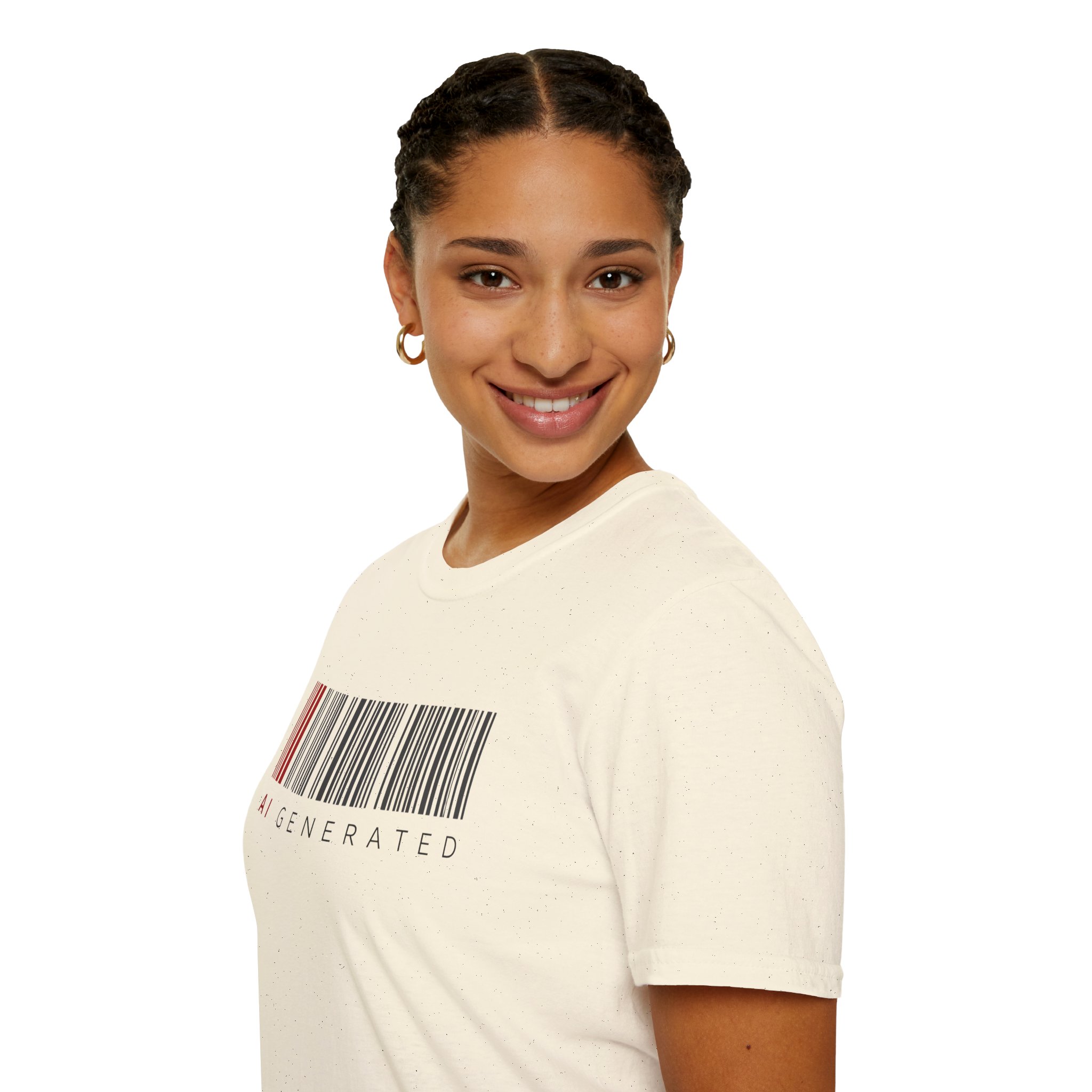 AI Generated Barcode Dark Minimalist Generative Art Graphic T-Shirt - Image 18