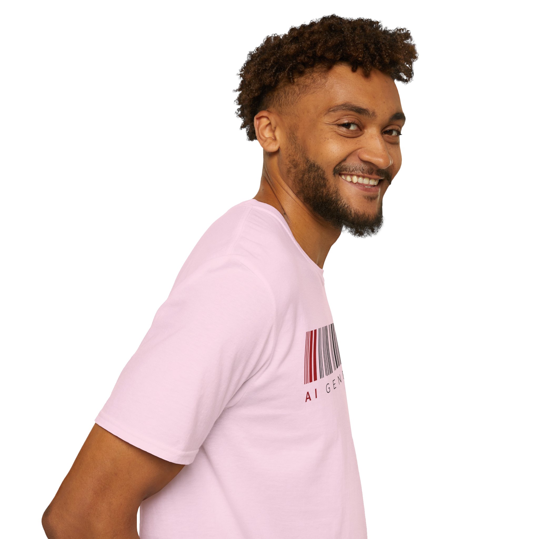 AI Generated Barcode Dark Minimalist Generative Art Graphic T-Shirt - Image 141