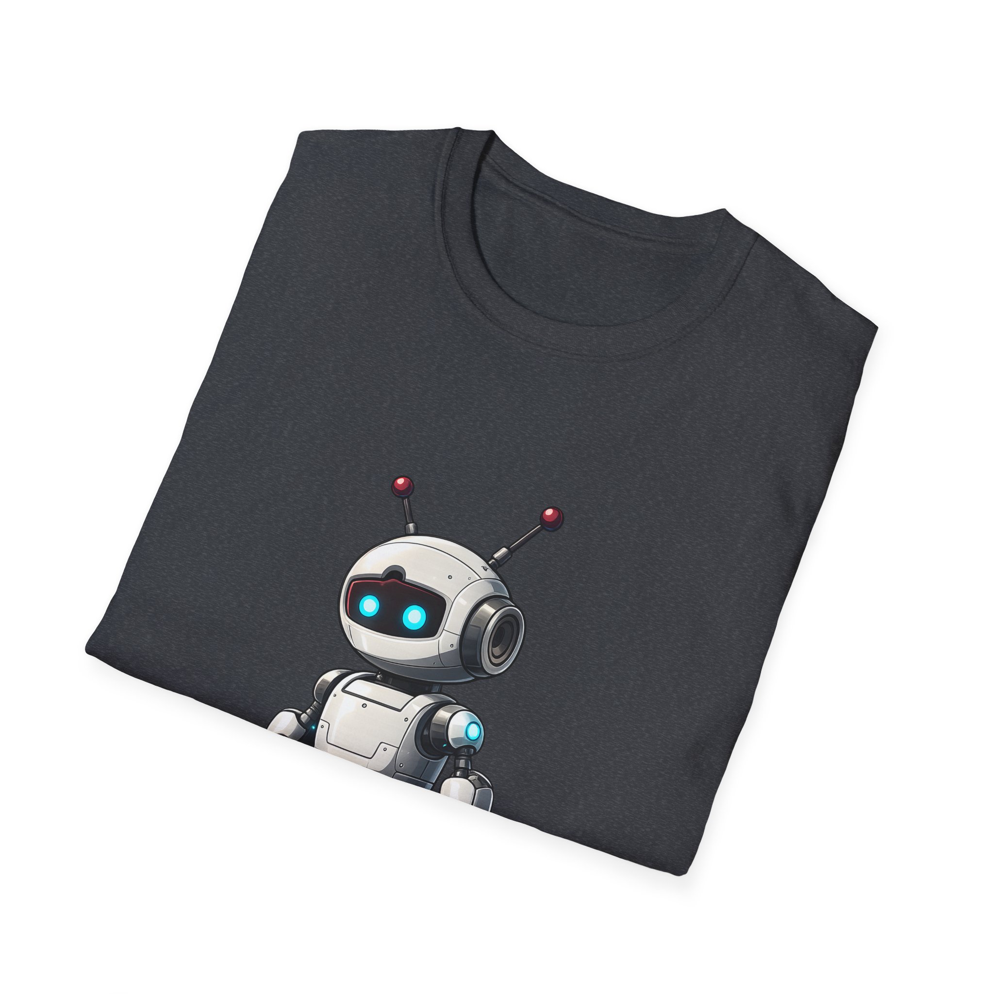 Cute Robot Glowing Eyes – Funny AI Tech Mascot Graphic T-Shirt - Image 114