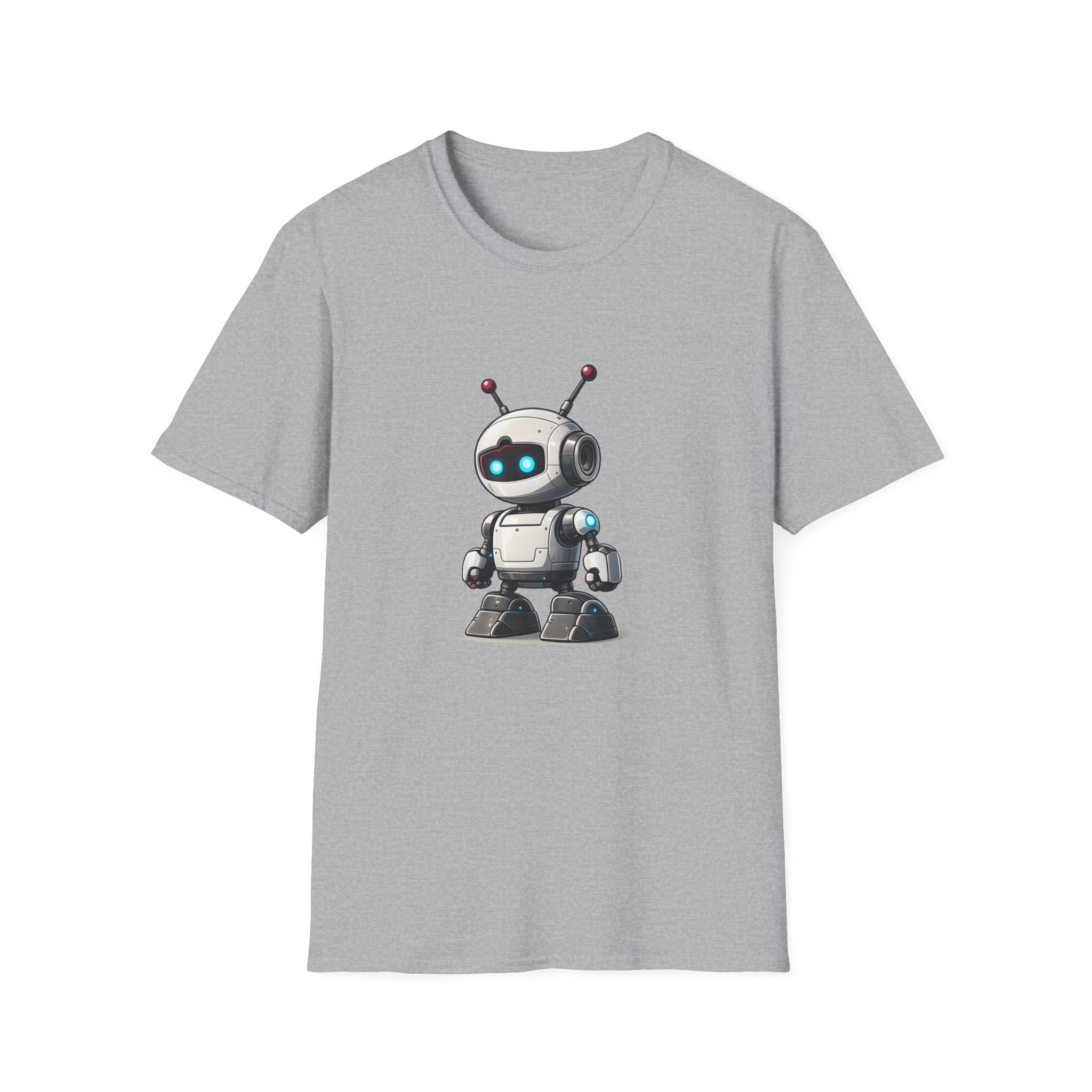 Cute Robot Glowing Eyes – Funny AI Tech Mascot Graphic T-Shirt - Image 2