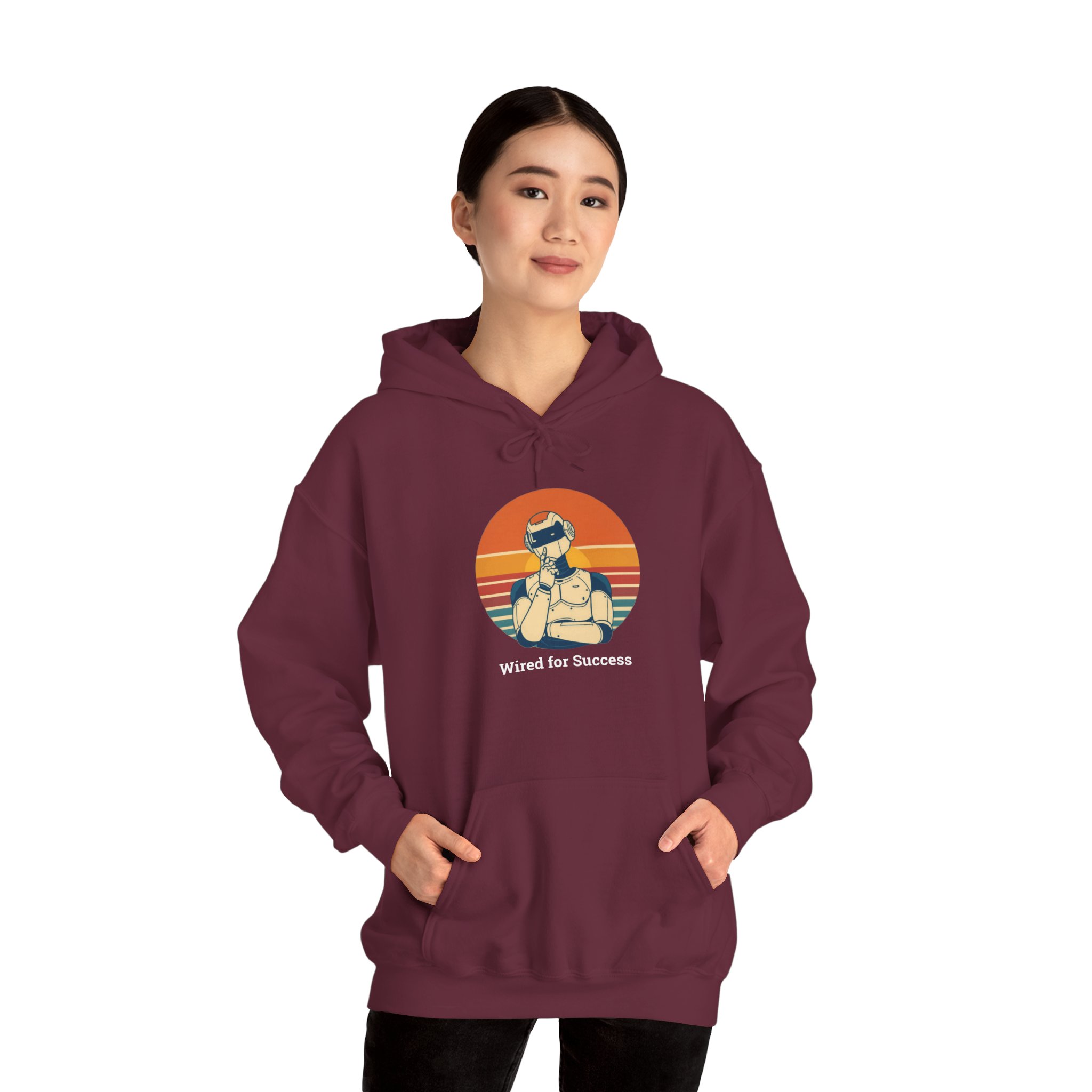 Wired for Success Retro Robot AI Hoodie Tech Gift Hooded Sweatshirt - Image 6