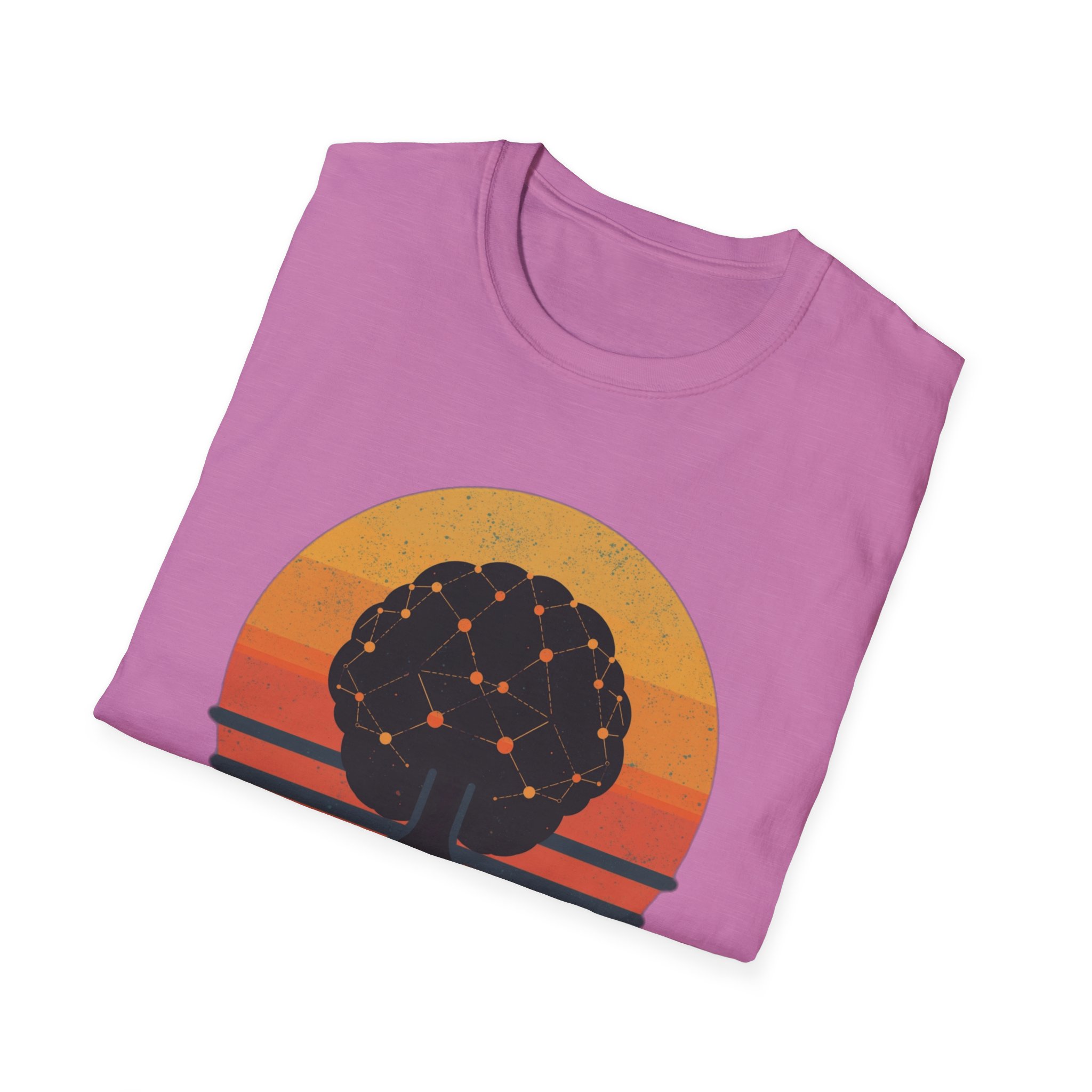 Powered by Neural Nets Retro Sunset Neural Network Tree AI T-Shirt - Image 112