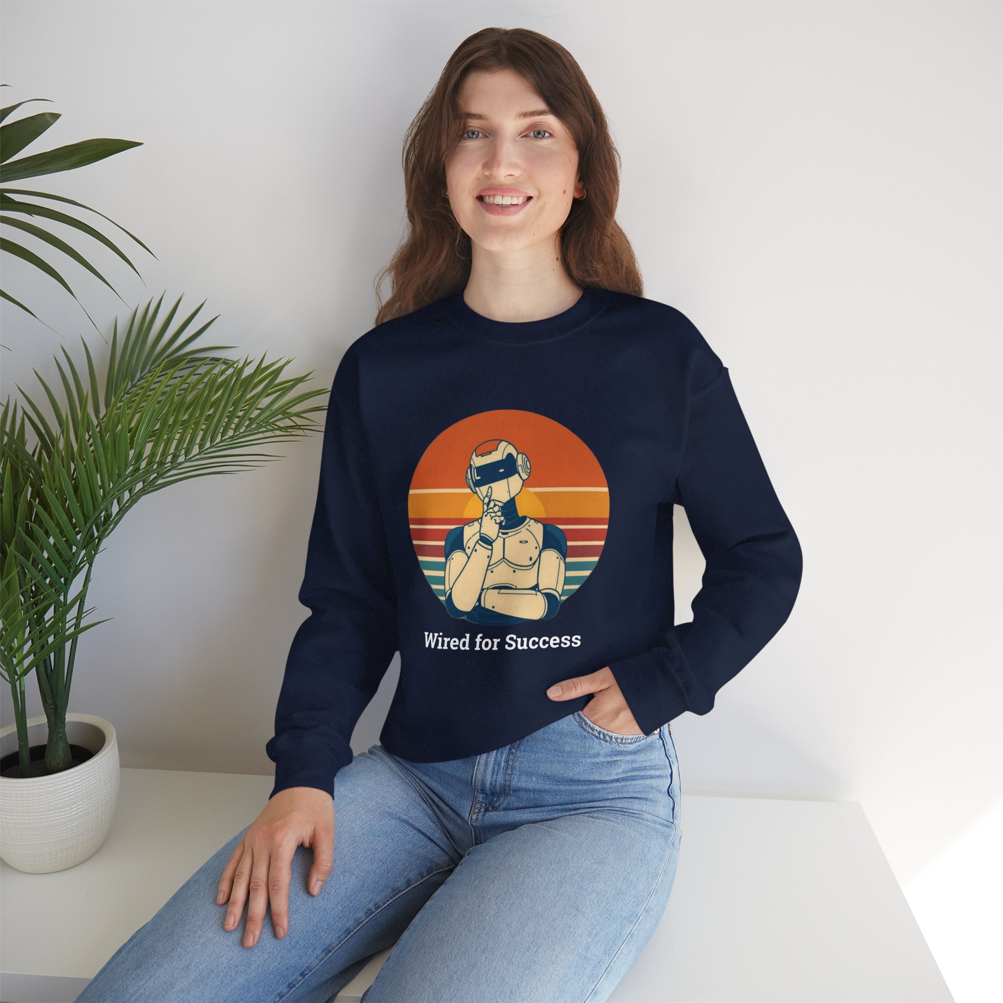 Wired for Success Retro Robot Thinker AI Tech Sweatshirt Gift - Image 58