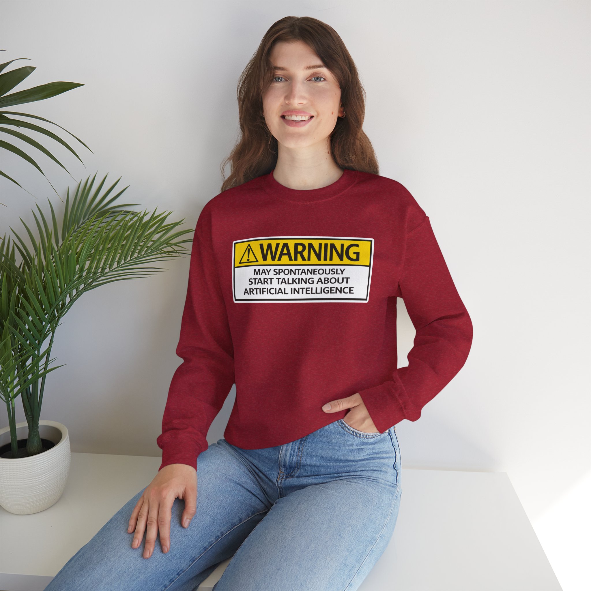Warning May Talk About AI Sweatshirt | Funny Artificial Intelligence Hoodie - Image 6