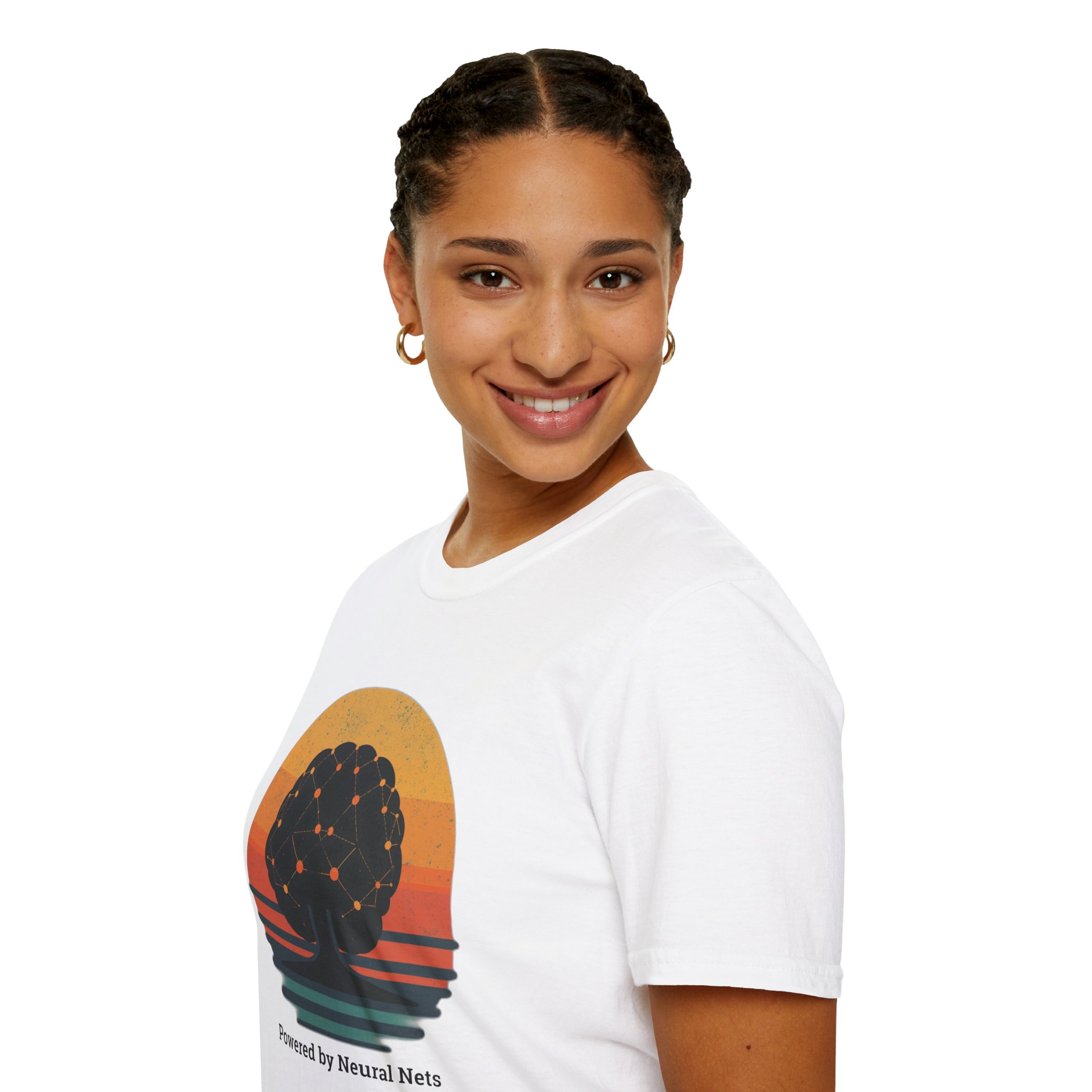Powered by Neural Nets Retro Sunset Neural Network Tree AI T-Shirt - Image 14