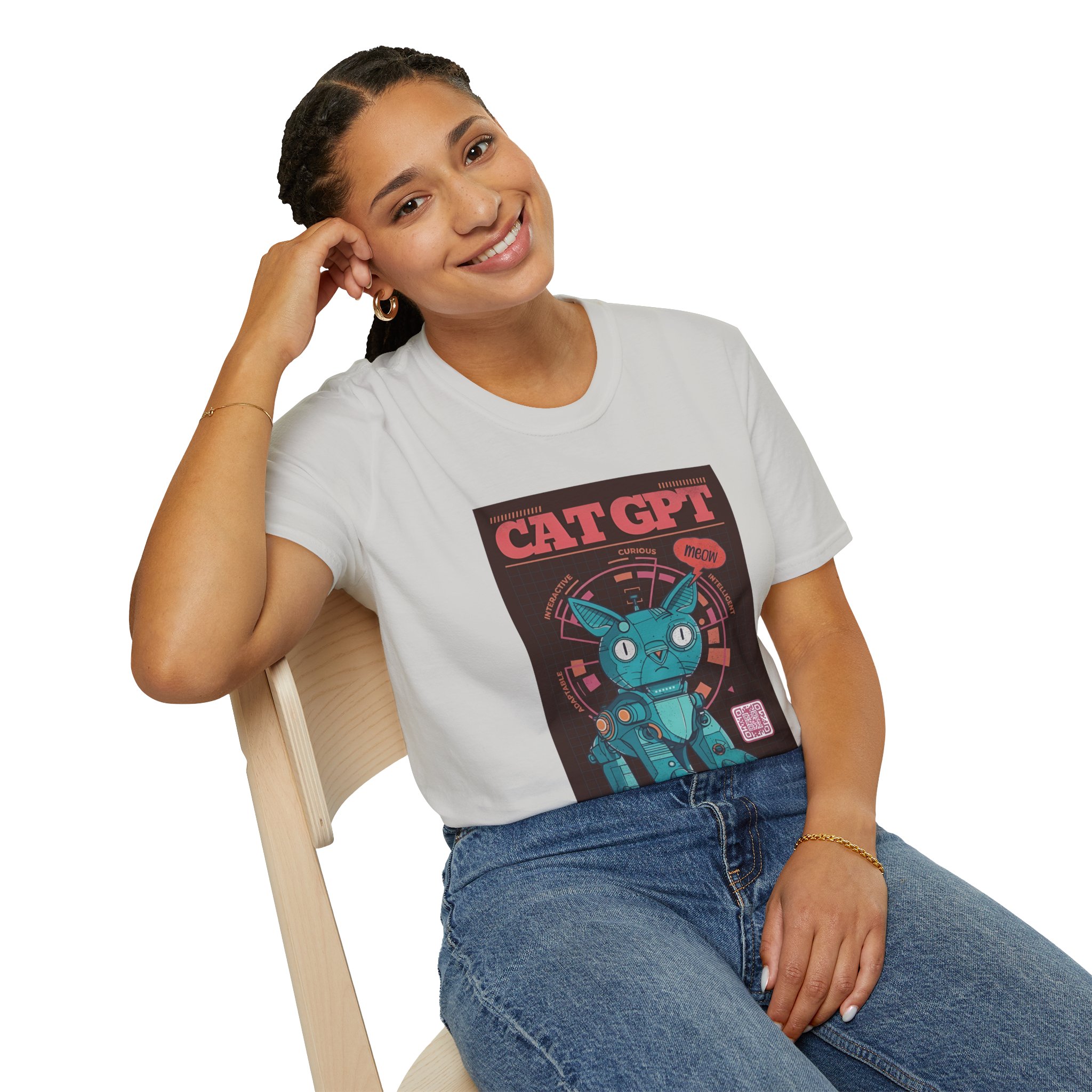 Robot Cat AI Tee | Funny Cyberpunk Cat Shirt for Tech Lovers - Image 87