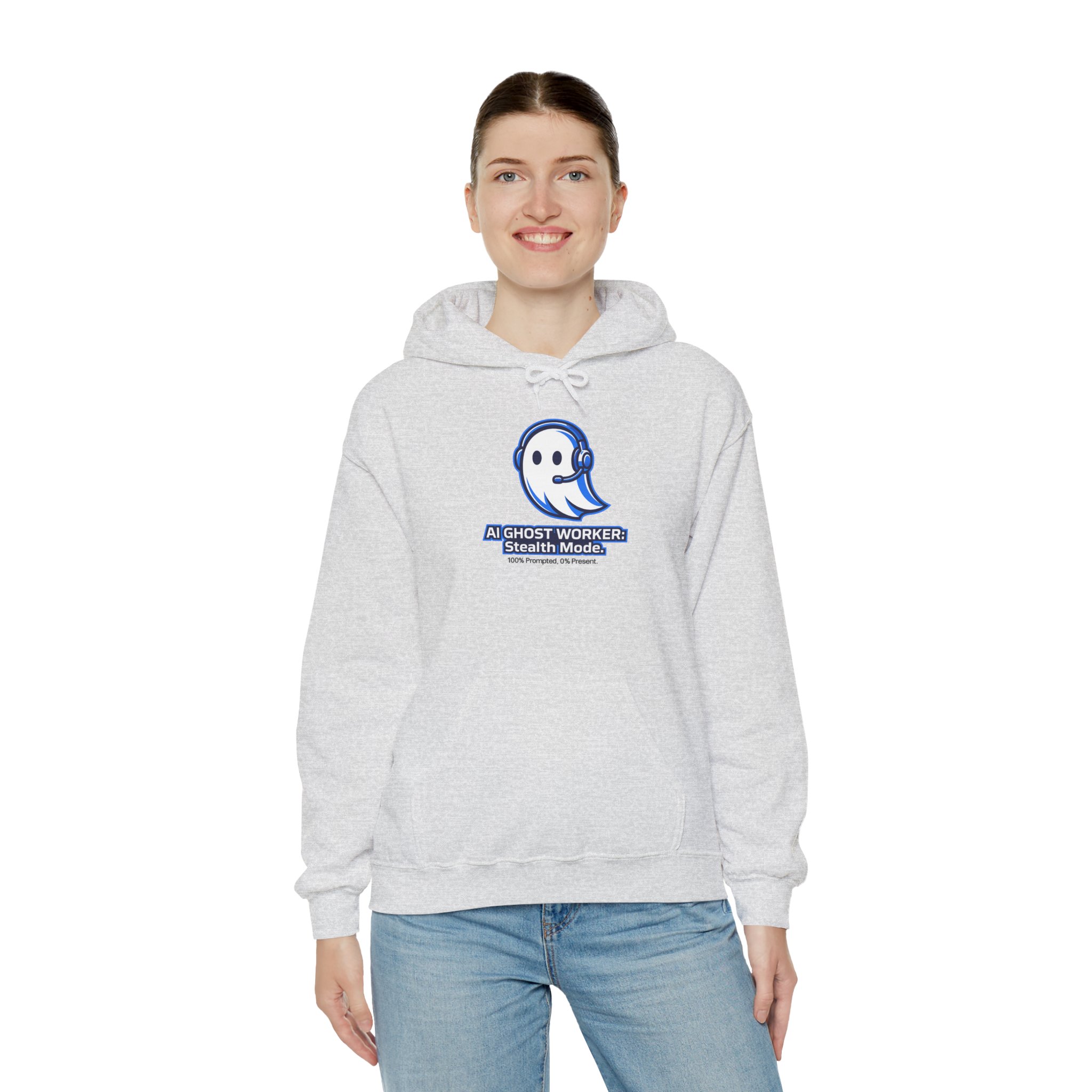 AI Ghost Worker Stealth Mode – 100% Prompted 0% Present Funny Hoodie - Image 32