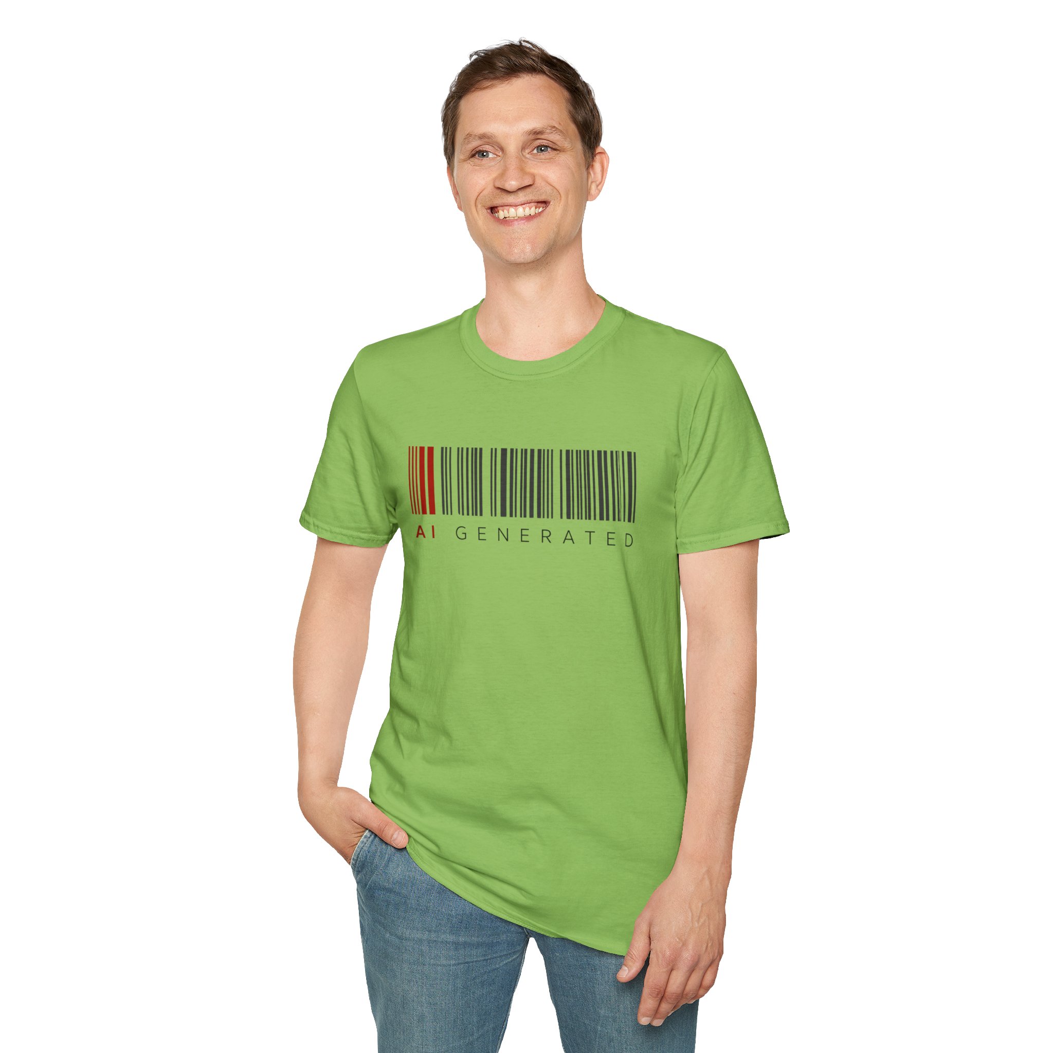 AI Generated Barcode Dark Minimalist Generative Art Graphic T-Shirt - Image 94