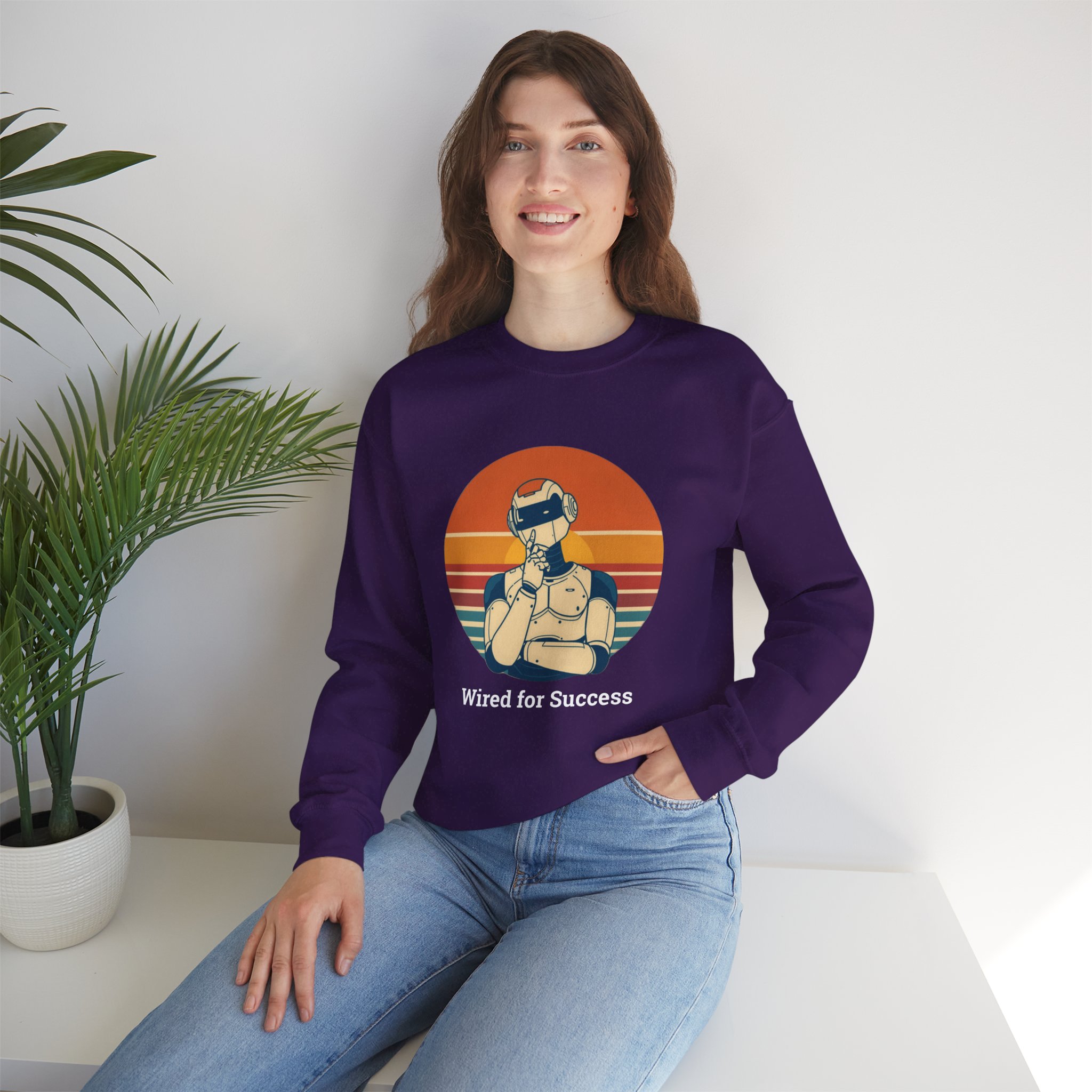 Wired for Success Retro Robot Thinker AI Tech Sweatshirt Gift - Image 64