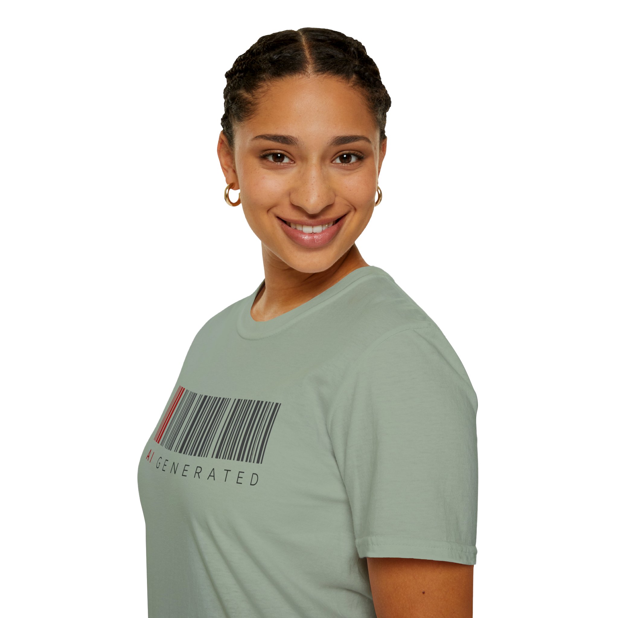 AI Generated Barcode Dark Minimalist Generative Art Graphic T-Shirt - Image 172