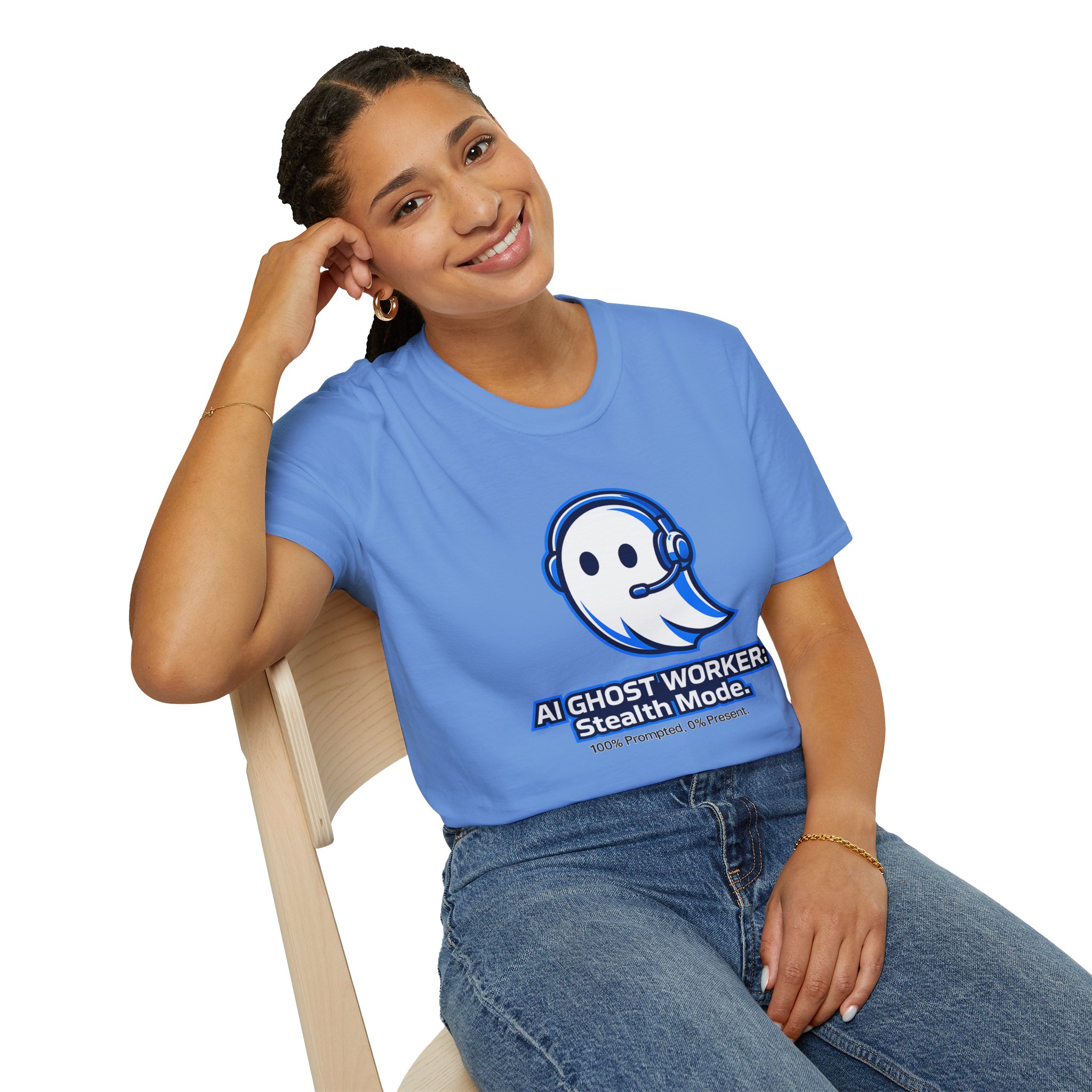AI Ghost Worker Stealth Mode – 100% Prompted 0% Present Funny T-Shirt - Image 85