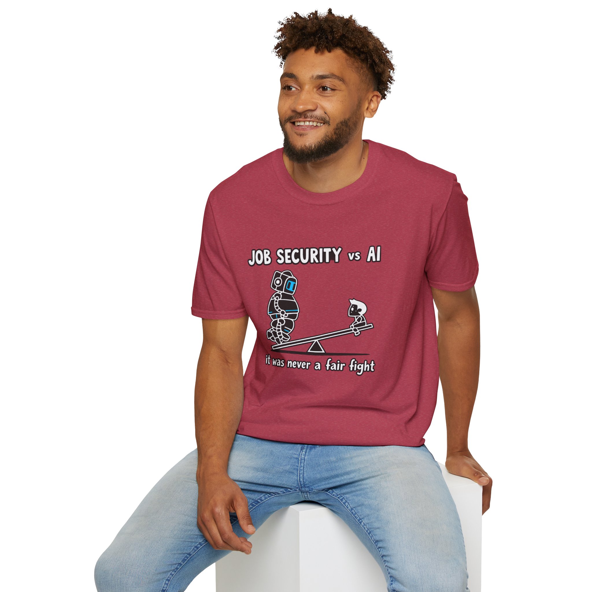 POV You're An AI And It's Monday – Funny Tired Robot Graphic T-Shirt - Image 142