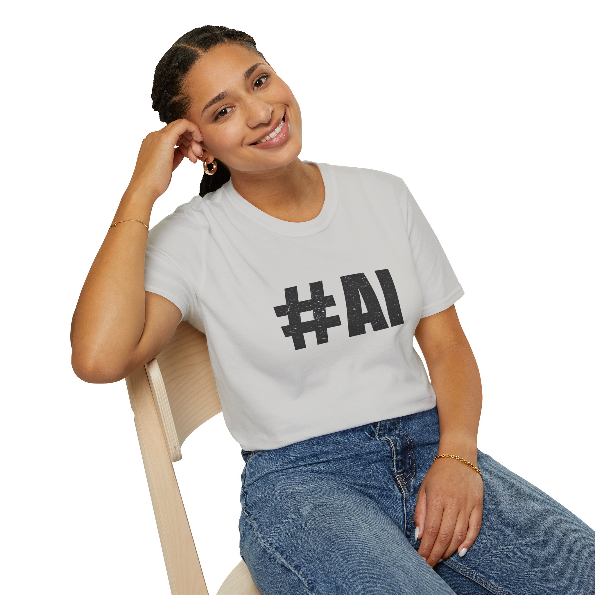 #AI Distressed Dark Minimalist Artificial Intelligence Graphic T-Shirt - Image 41