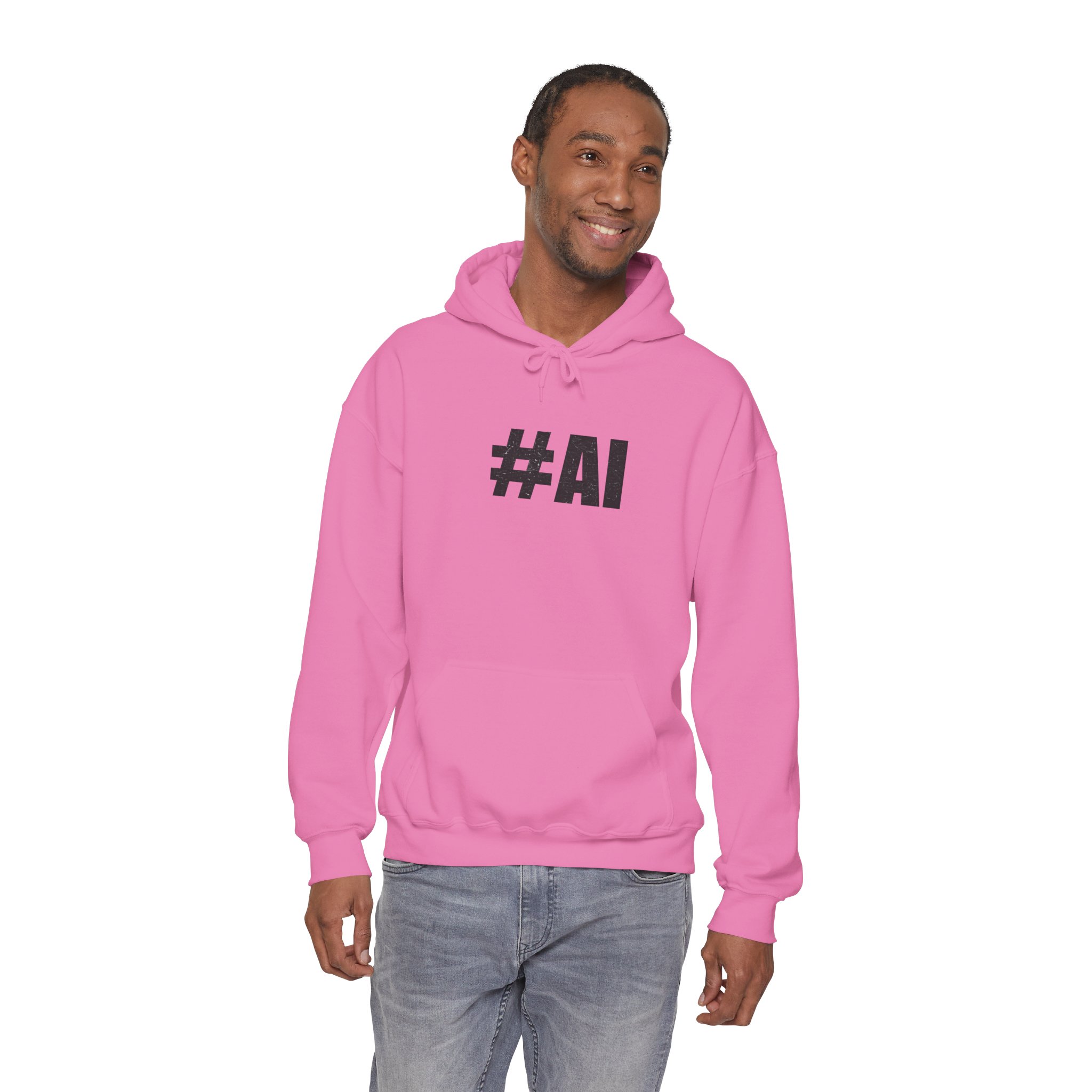 #AI Distressed Dark Minimalist Artificial Intelligence Pullover Hoodie - Image 118