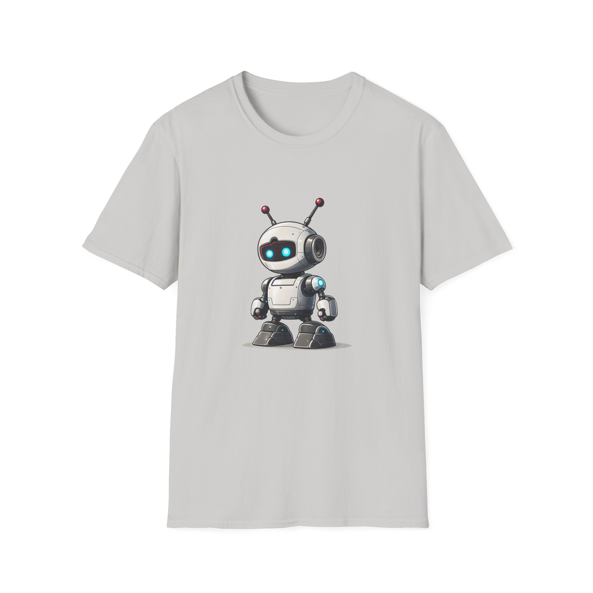Cute Robot Glowing Eyes – Funny AI Tech Mascot Graphic T-Shirt - Image 34